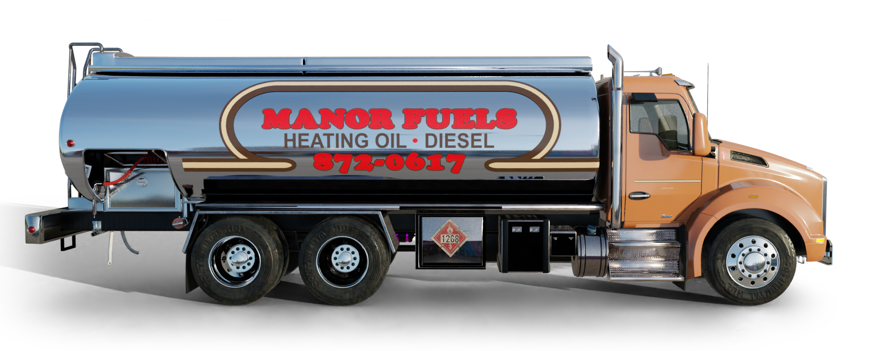 Jarzombek Energy Heating Oil Truck  Jarzombek Energy residential home heating oil truck in front of a large 5 bedroom stucco home in Calverton, Long Island, New York delivering fuel oil.