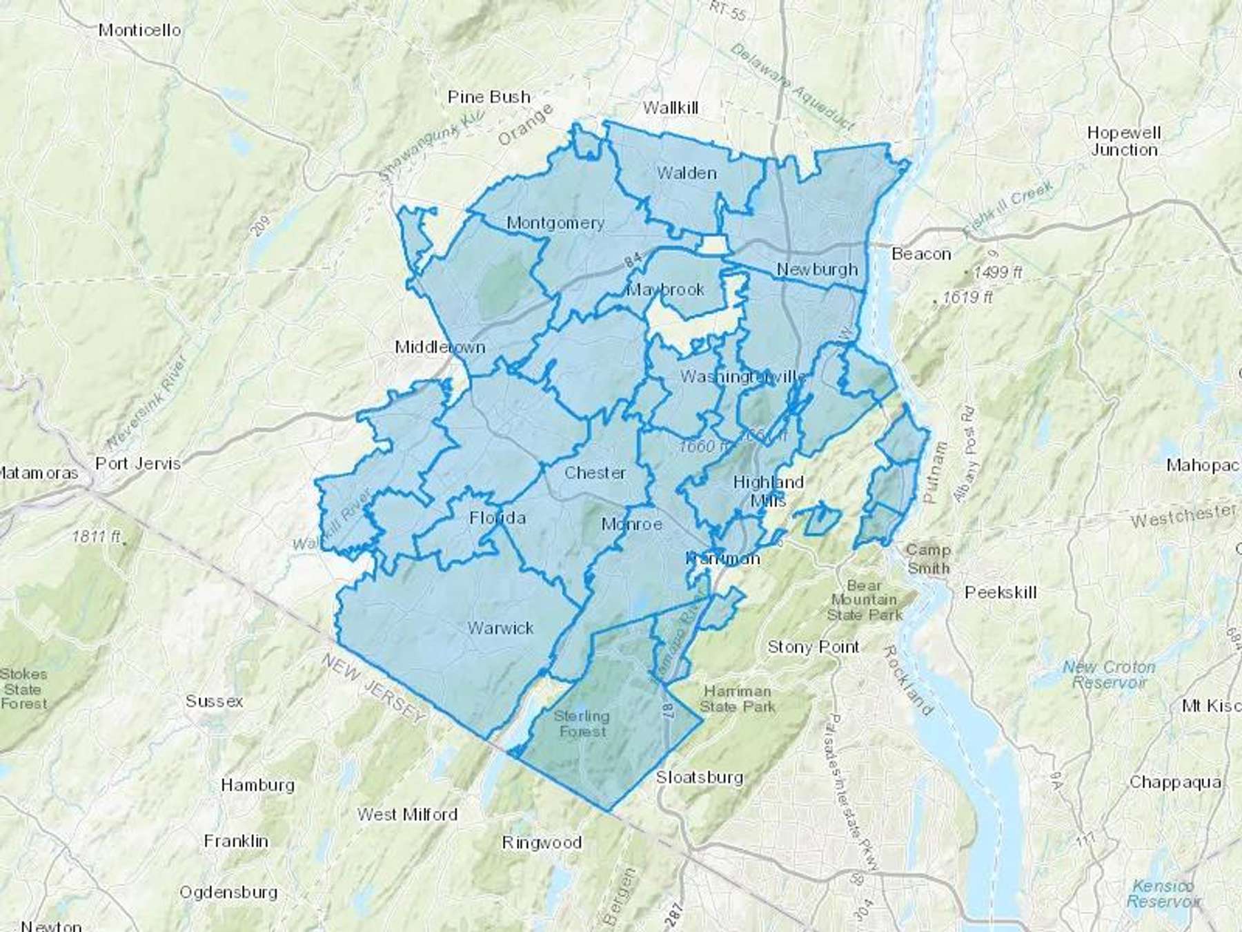 H Reynolds & Son Inc Cash Heating Oil Delivery Map Map With The H Reynolds & Son Inc Heating Oil Delivery Area Shaded In Blue