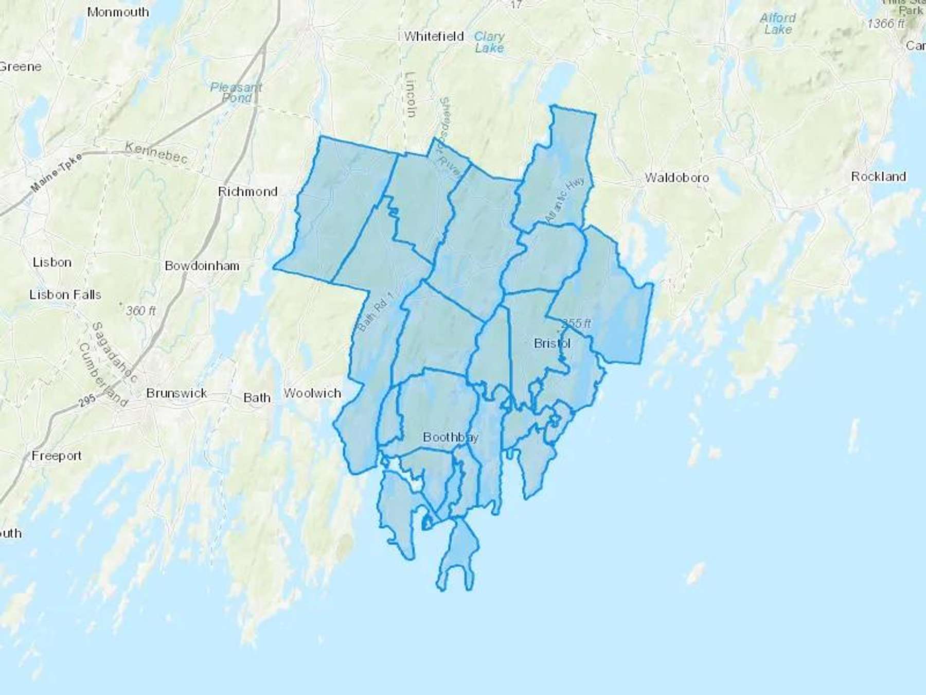 Boothbay Energy Cash Heating Oil Delivery Map Map With The Boothbay Energy Heating Oil Delivery Area Shaded In Blue