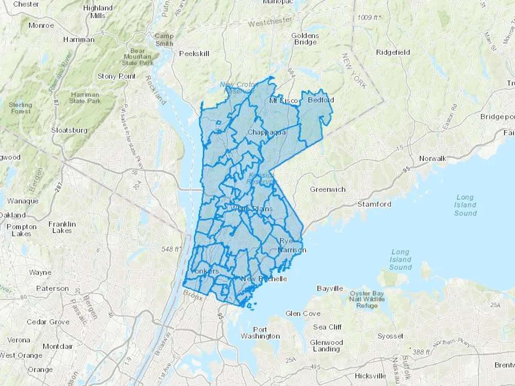Mamaroneck Energy Corp Cash Heating Oil Delivery Map Map With The Mamaroneck Energy Corp Heating Oil Delivery Area Shaded In Blue