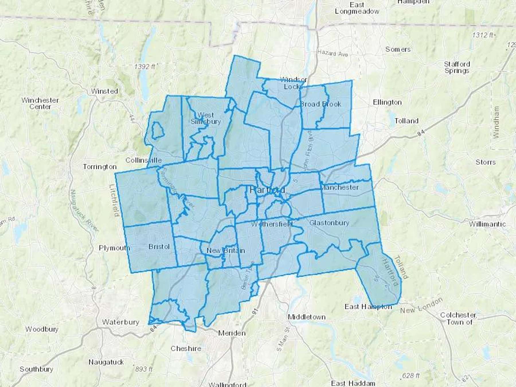 Mirabelli Oil Services Cash Heating Oil Delivery Map Map With The Mirabelli Oil Services Heating Oil Delivery Area Shaded In Blue