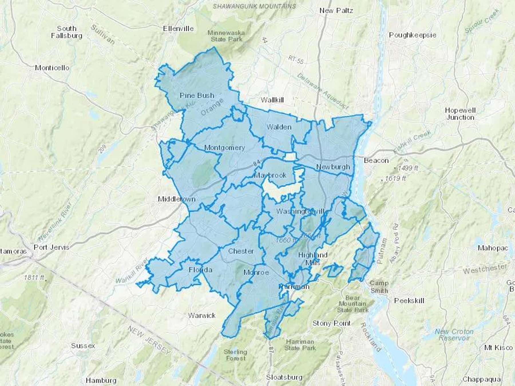 Affron Fuel Oil Inc Cash Heating Oil Delivery Map Map With The Affron Fuel Oil Inc Heating Oil Delivery Area Shaded In Blue