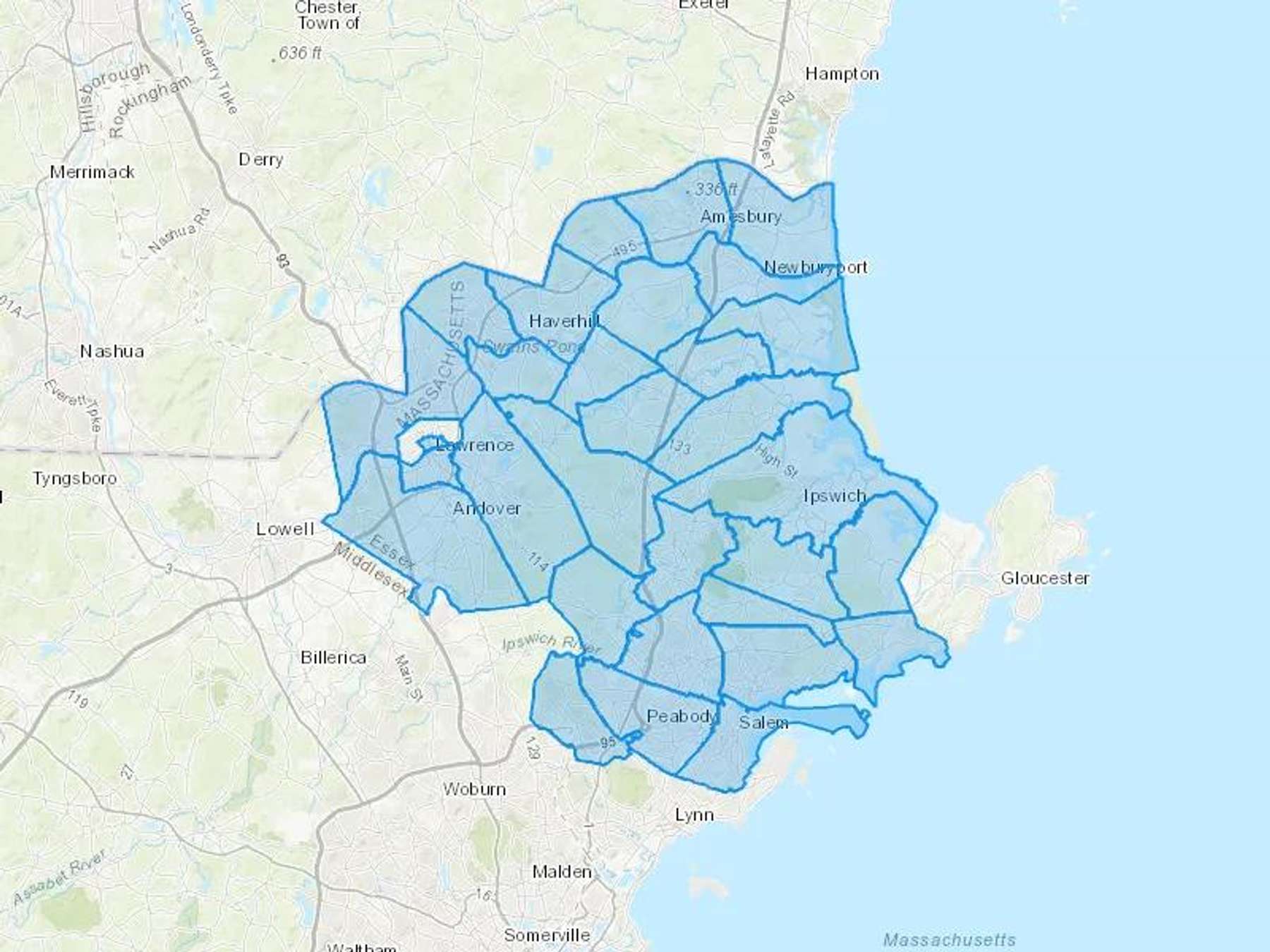 Olde Town Oil Cash Heating Oil Delivery Map Map With The Olde Town Oil Heating Oil Delivery Area Shaded In Blue