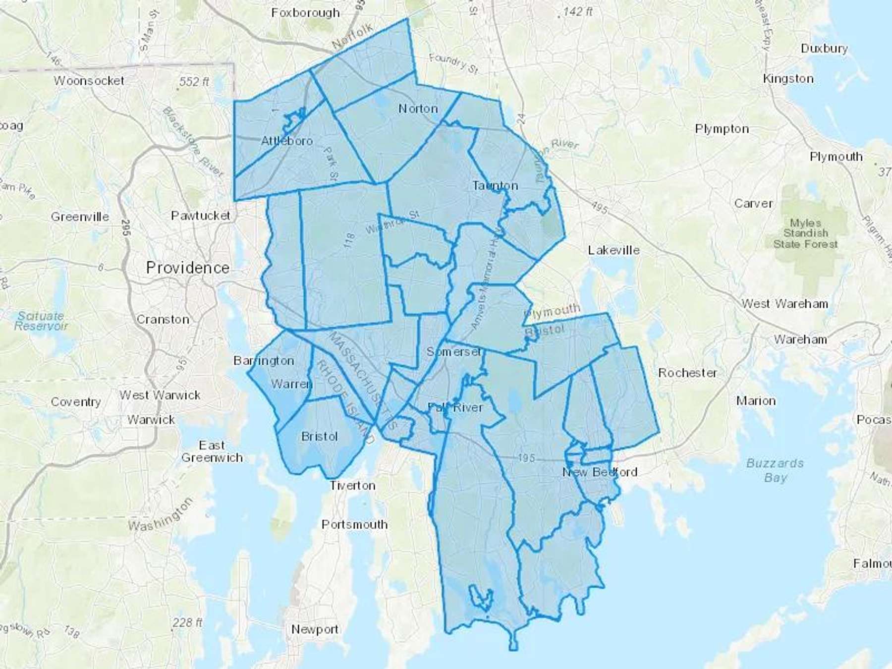 Swansea Oil Co Cash Heating Oil Delivery Map Map With The Swansea Oil Co Heating Oil Delivery Area Shaded In Blue