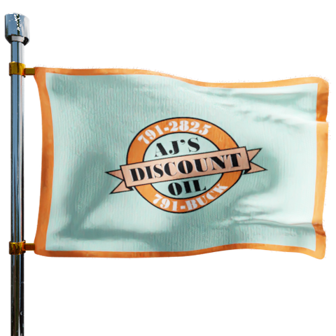 AJ's Discount Oil Company Heating Oil Prices Flag Photo of AJ's Discount Oil Company flag denoting best heating oil prices the company offers