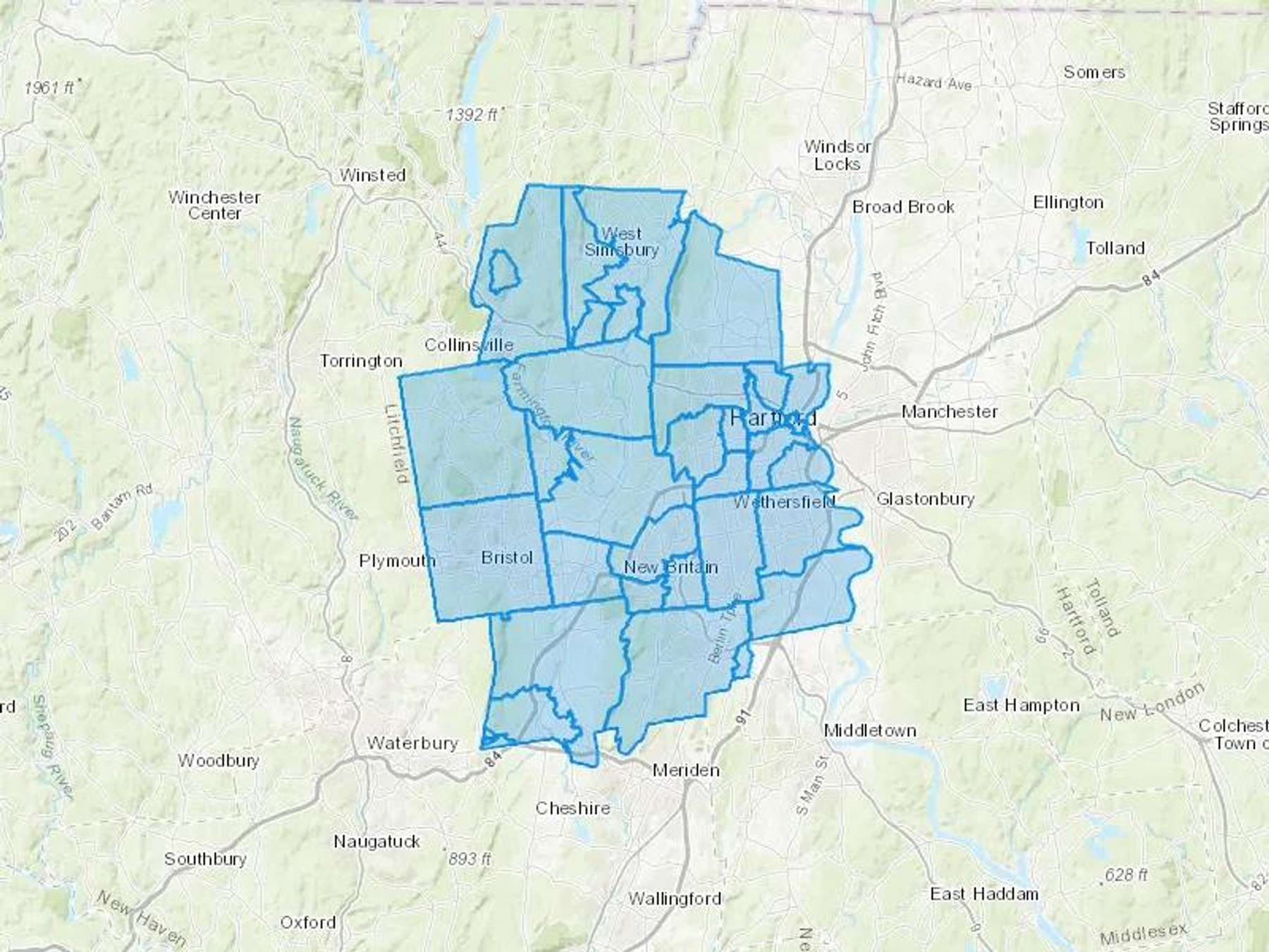 Gaski Energy LLC Cash Heating Oil Delivery Map Map With The Gaski Energy LLC Heating Oil Delivery Area Shaded In Blue