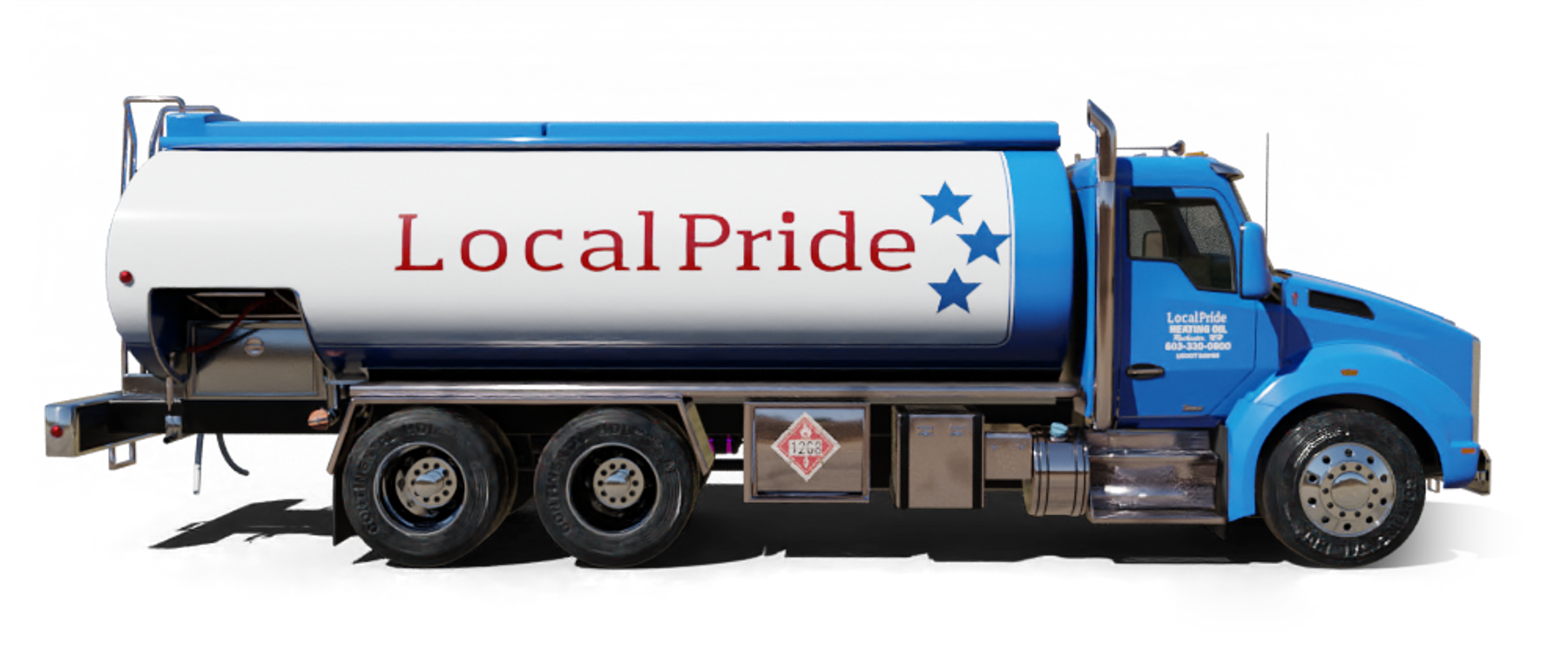 Jarzombek Energy Heating Oil Truck Jarzombek Energy residential home heating oil truck in front of a large 5 bedroom stucco home in Calverton, Long Island, New York delivering fuel oil.