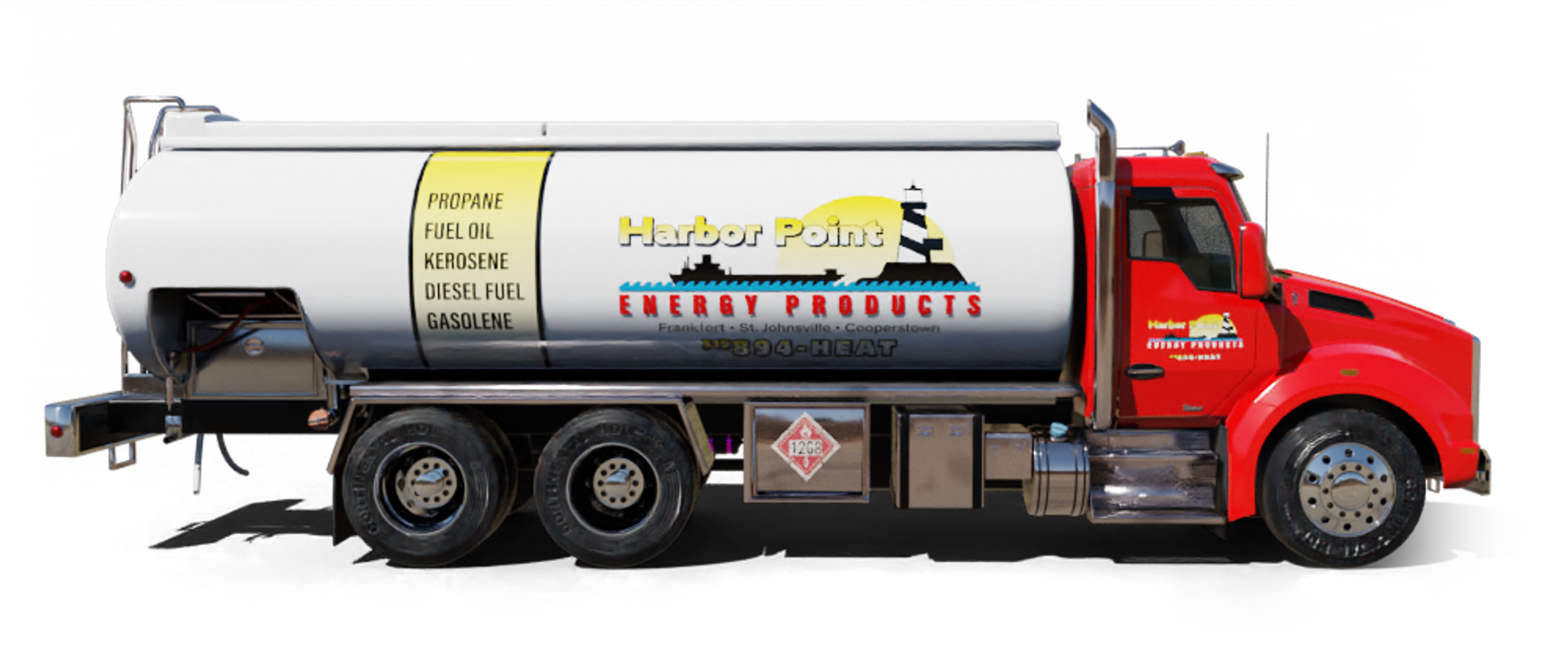 Harding Fuel Heating Oil Truck Harding Fuel residential home heating oil truck in front a brick residence in Bridgehampton, Long Island, New York delivering fuel oil.