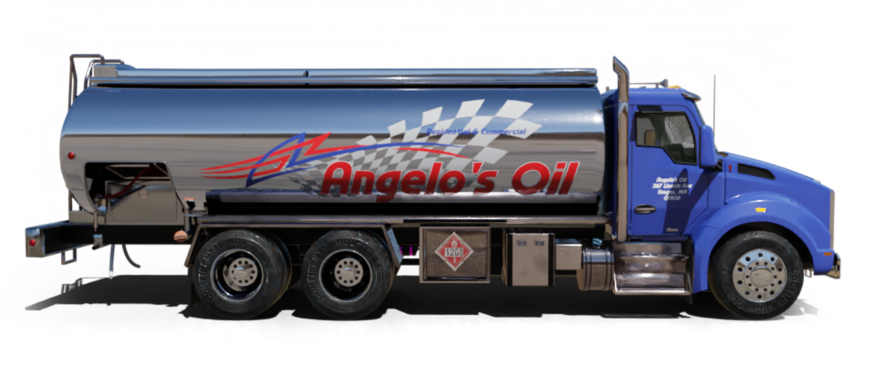 Econo Fuel Heating Oil Truck Econo Fuel residential home heating oil truck in front of the local public library building in Wantagh, Long Island, New York delivering fuel oil.