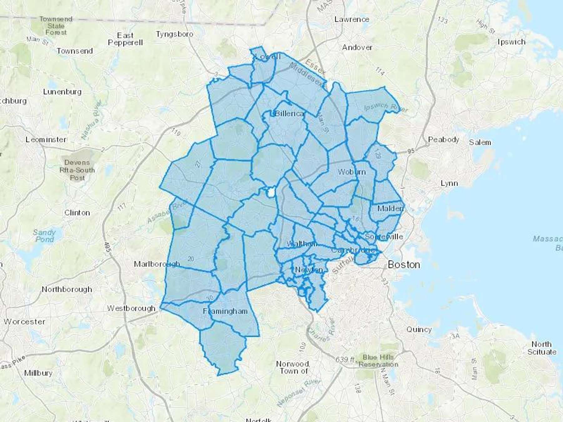 Arlington Fuel Oil Co Inc Cash Heating Oil Delivery Map Map With The Arlington Fuel Oil Co Inc Heating Oil Delivery Area Shaded In Blue