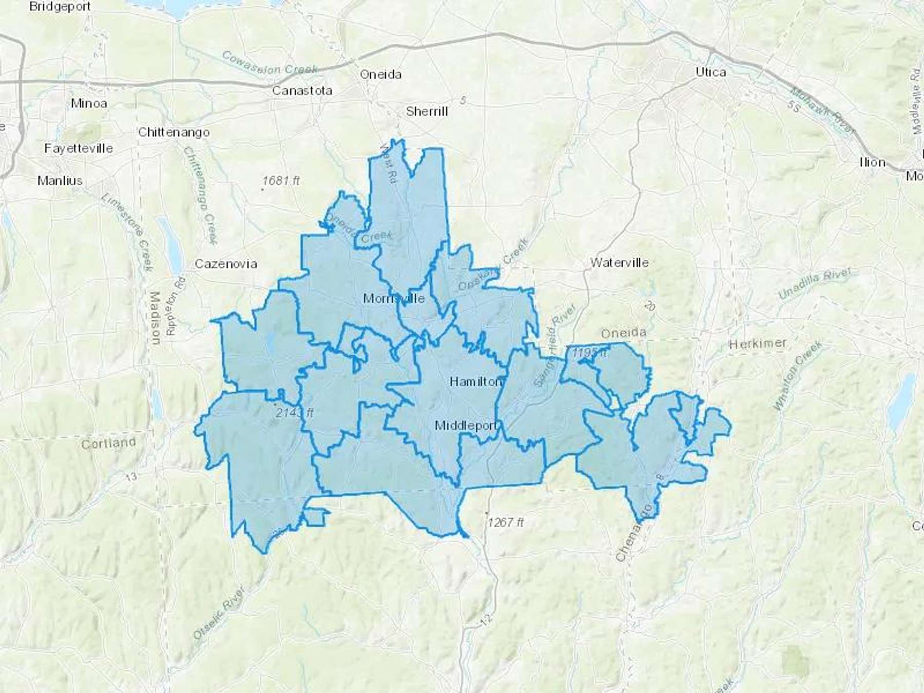Broedel Fuel Group LLC Cash Heating Oil Delivery Map Map With The Broedel Fuel Group LLC Heating Oil Delivery Area Shaded In Blue