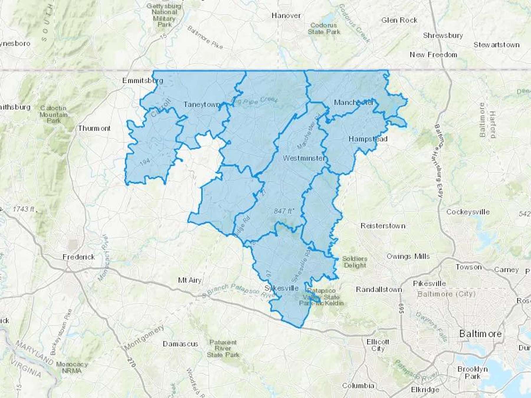 Husky Heating Oil LLC Cash Heating Oil Delivery Map Map With The Husky Heating Oil LLC Heating Oil Delivery Area Shaded In Blue