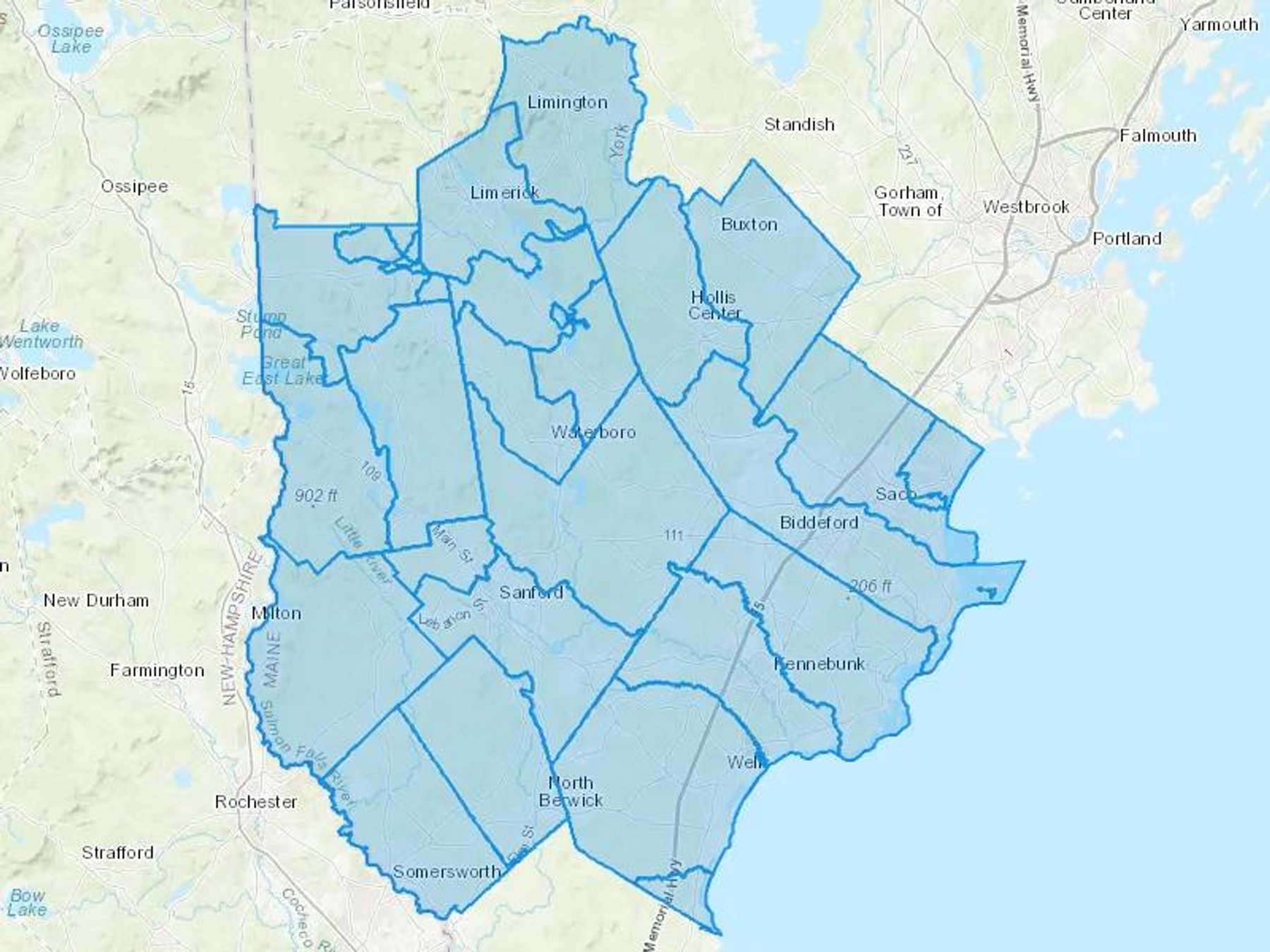 Alfred Oil Cash Heating Oil Delivery Map Map With The Alfred Oil Heating Oil Delivery Area Shaded In Blue