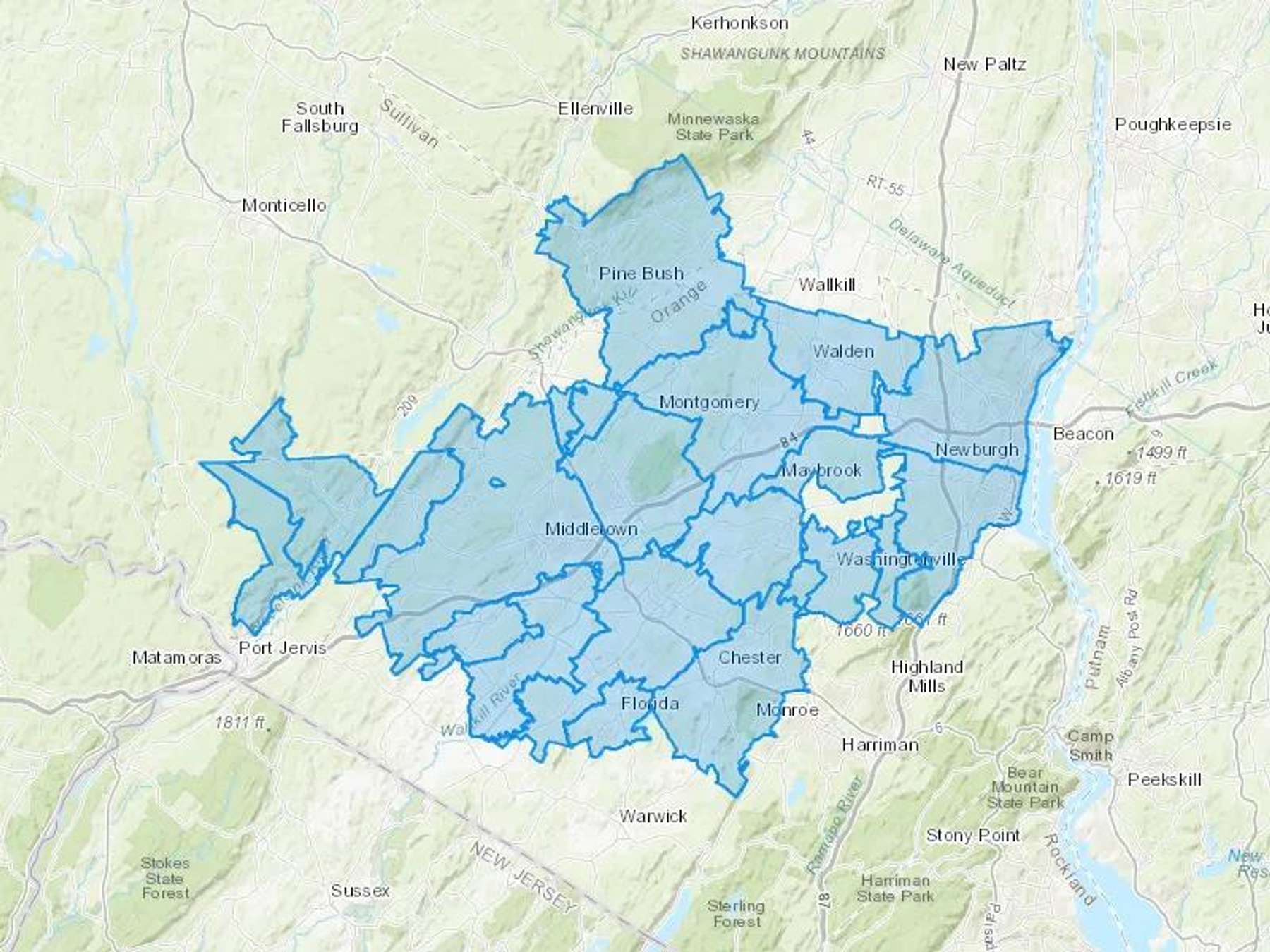 Bruce & Angela Enterprises Inc Cash Heating Oil Delivery Map Map With The Bruce & Angela Enterprises Inc Heating Oil Delivery Area Shaded In Blue