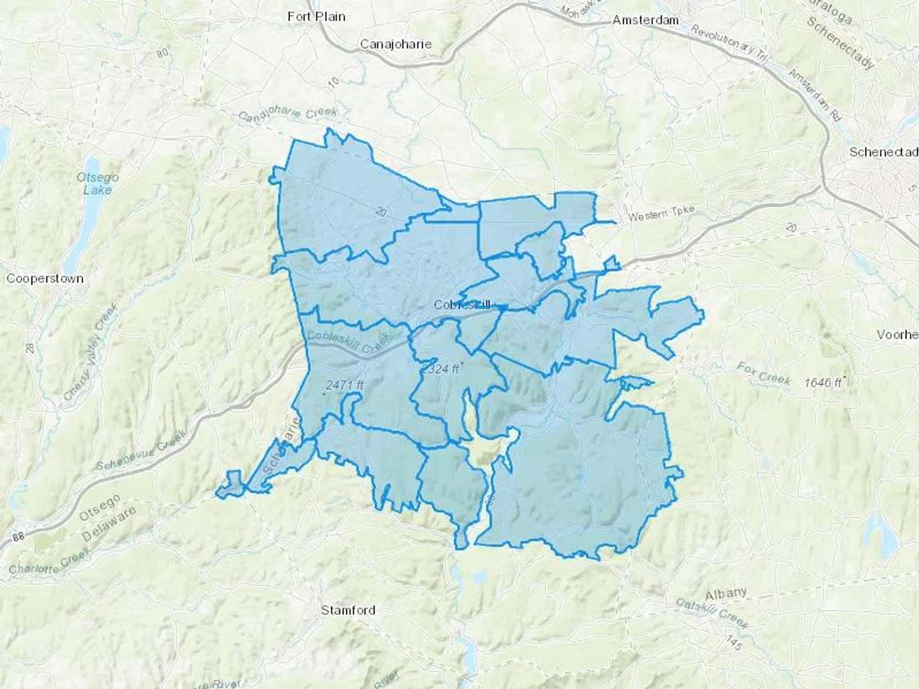 R L Parsons Inc Cash Heating Oil Delivery Map Map With The R L Parsons Inc Heating Oil Delivery Area Shaded In Blue
