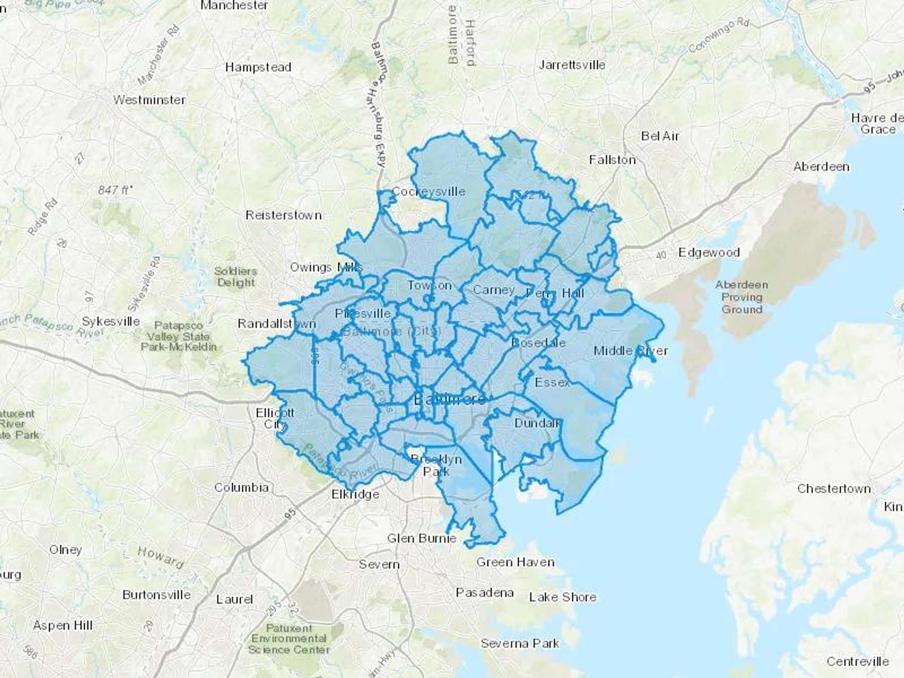 Maryland Oil Company Cash Heating Oil Delivery Map Map With The Maryland Oil Company Heating Oil Delivery Area Shaded In Blue