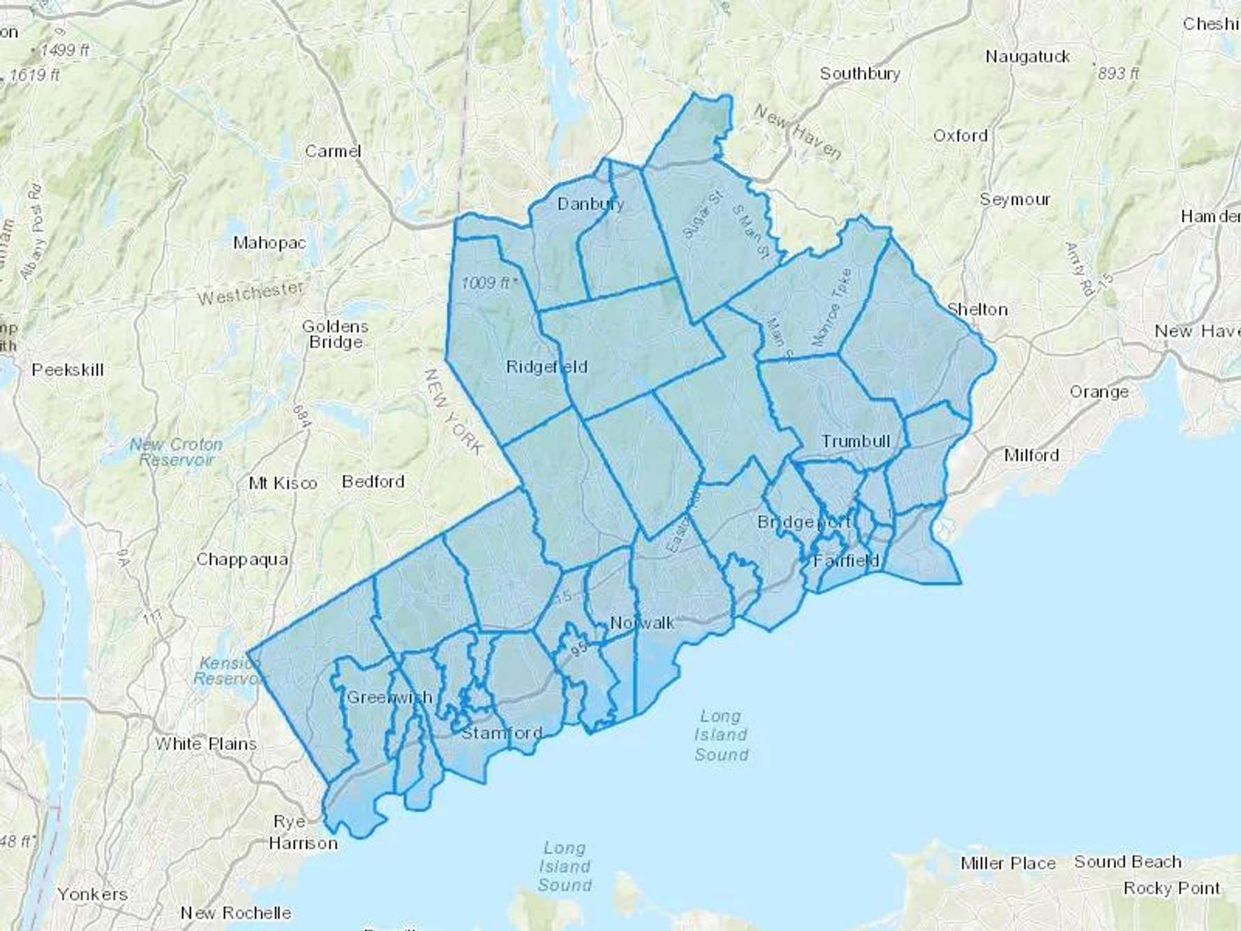 L H Gault & Son Cash Heating Oil Delivery Map Map With The L H Gault & Son Heating Oil Delivery Area Shaded In Blue