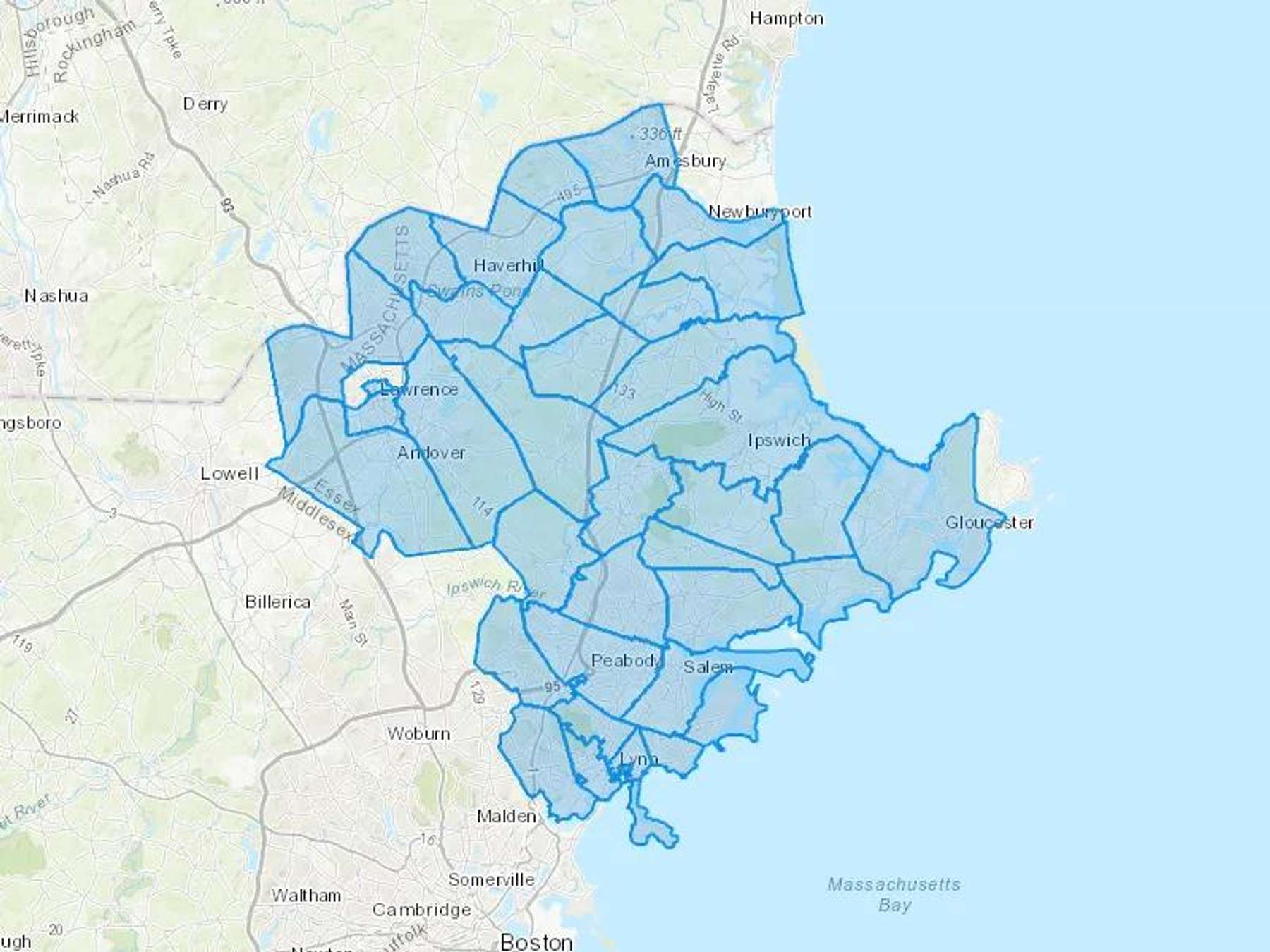 Middelton Oil Co Cash Heating Oil Delivery Map Map With The Middelton Oil Co Heating Oil Delivery Area Shaded In Blue