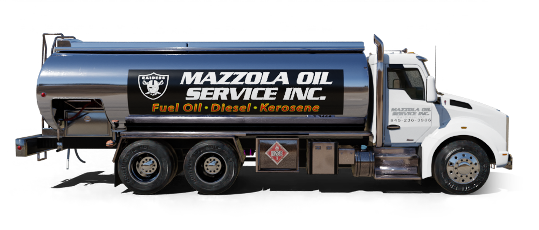 Mineola Fuel Heating Oil Truck Mineola Fuel residential home heating oil truck with the award winning Sunrise Diner in Wantagh, Long Island, New York delivering fuel oil.