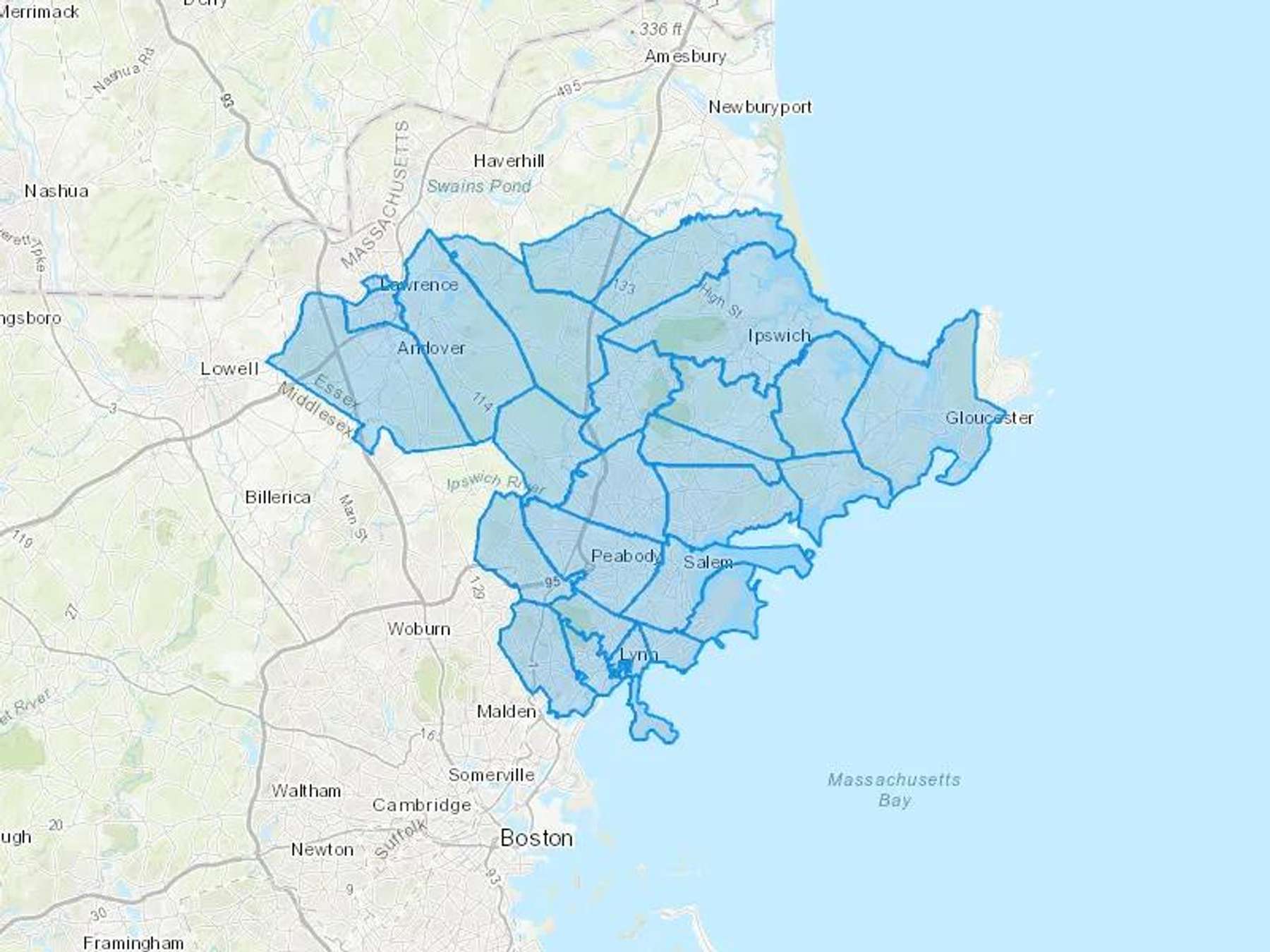 Dom's Oil Co Cash Heating Oil Delivery Map Map With The Dom's Oil Co Heating Oil Delivery Area Shaded In Blue