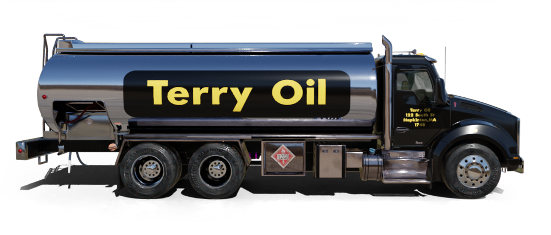 East Coast Fuel Heating Oil Truck East Coast Fuel residential home heating oil truck at the golf club with a golfer walking across the street using a robot golf bag in Bethpage, Long Island, New York delivering fuel oil.