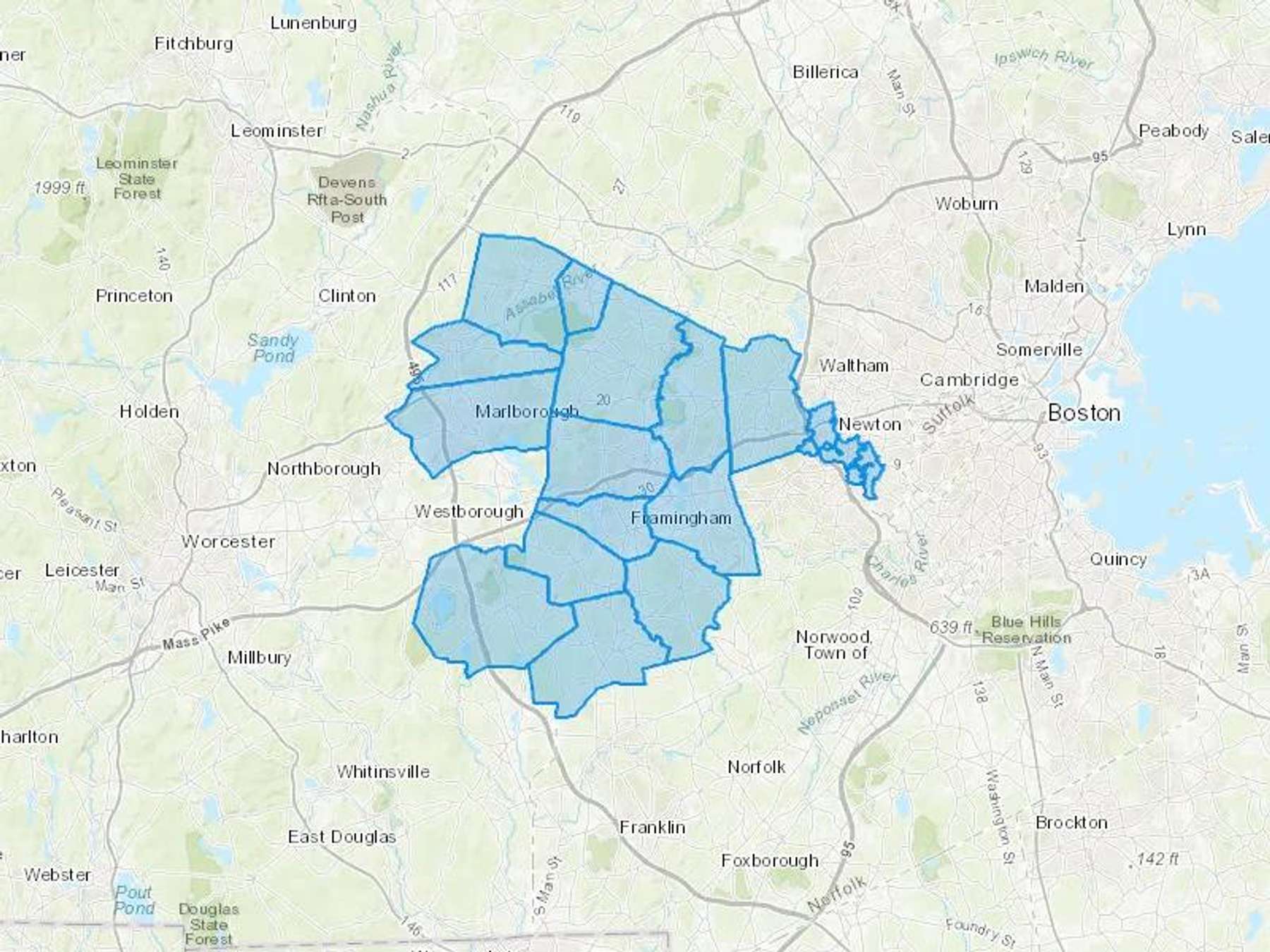 Terry Oil Co Cash Heating Oil Delivery Map Map With The Terry Oil Co Heating Oil Delivery Area Shaded In Blue