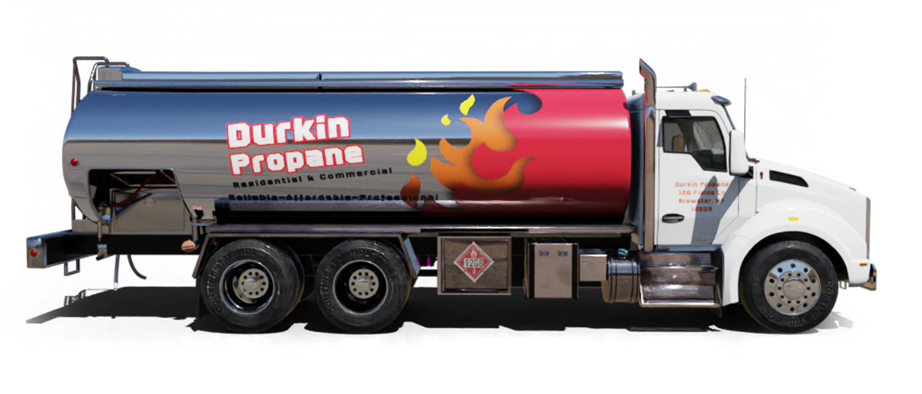 Unique Fuel Oil Heating Oil Truck Unique Fuel Oil residential home heating oil truck at the entrance portico in Brentwood, Long Island, New York delivering fuel oil.