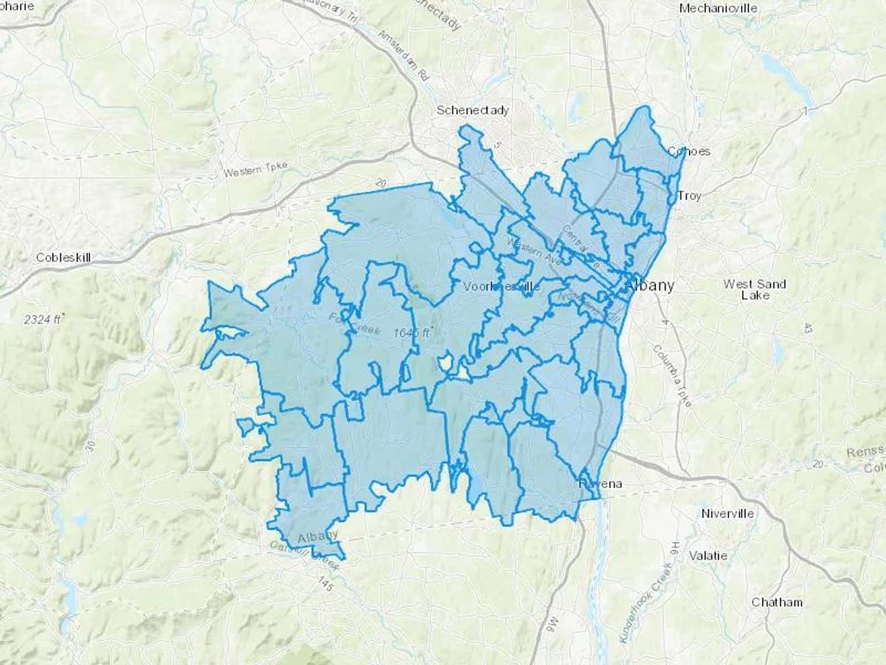 Helderberg Oil Inc Cash Heating Oil Delivery Map Map With The Helderberg Oil Inc Heating Oil Delivery Area Shaded In Blue
