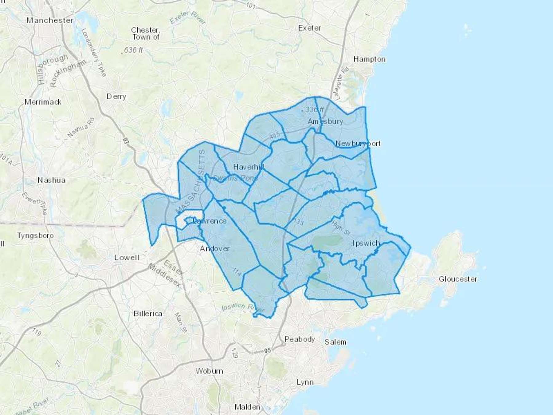Atlantic Oil Co Cash Heating Oil Delivery Map Map With The Atlantic Oil Co Heating Oil Delivery Area Shaded In Blue