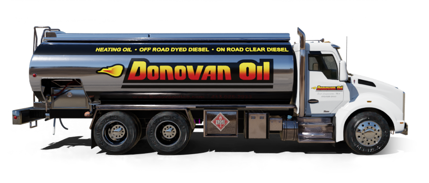 M.J. Fireside Heating Oil Truck  M.J. Fireside residential home heating oil truck outside the public library in Deer Park, Long Island, New York delivering fuel oil.