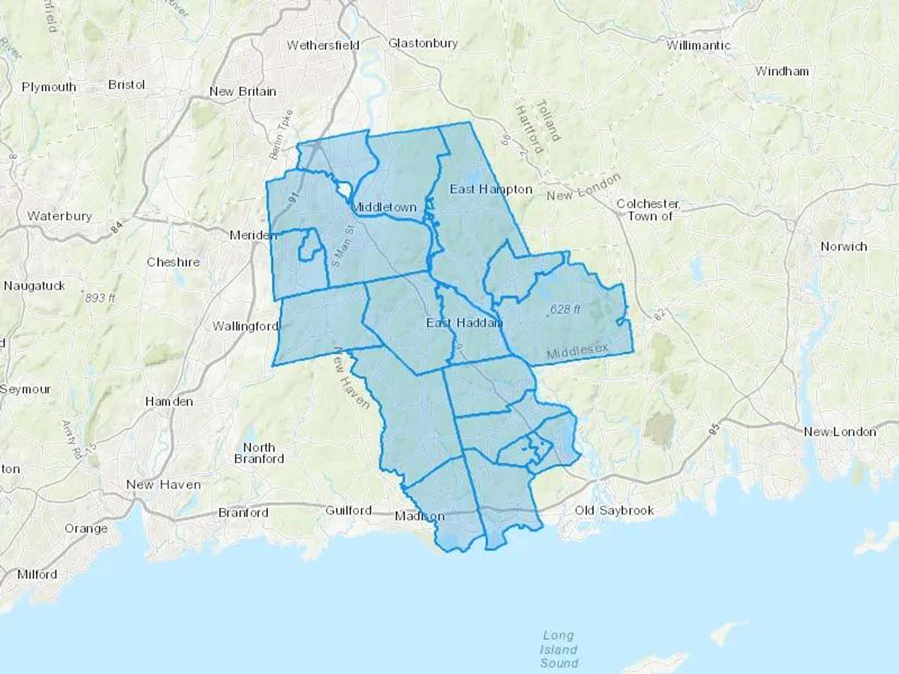 Fuel & Service LLC Cash Heating Oil Delivery Map Map With The Fuel & Service LLC Heating Oil Delivery Area Shaded In Blue
