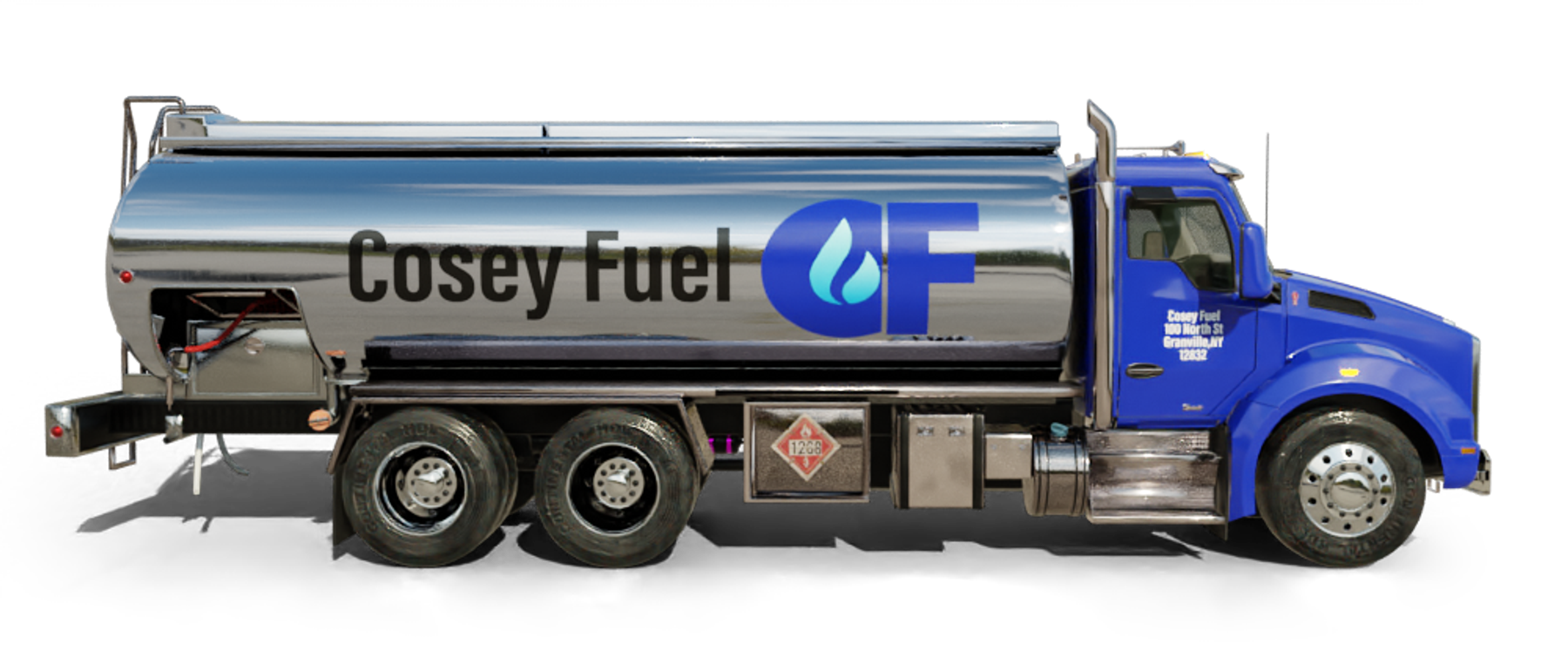 Romeo's Fuel Heating Oil Truck Romeo's Fuel residential home heating oil truck at sunset in Holbrook, Long Island, New York delivering fuel oil.