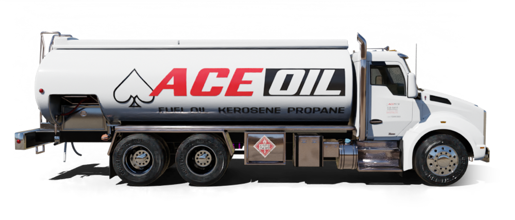 All Island Heating Oil Truck All Island residential home heating oil truck on a sunny day in Shirley, Long Island, New York delivering fuel oil.