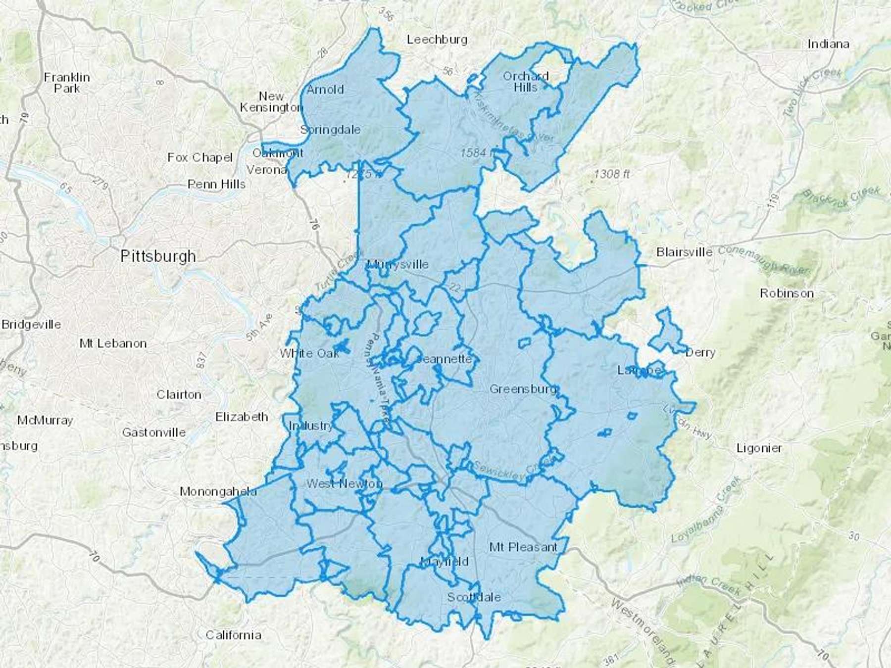 Howard Gasoline & Oil Cash Heating Oil Delivery Map Map With The Howard Gasoline & Oil Heating Oil Delivery Area Shaded In Blue