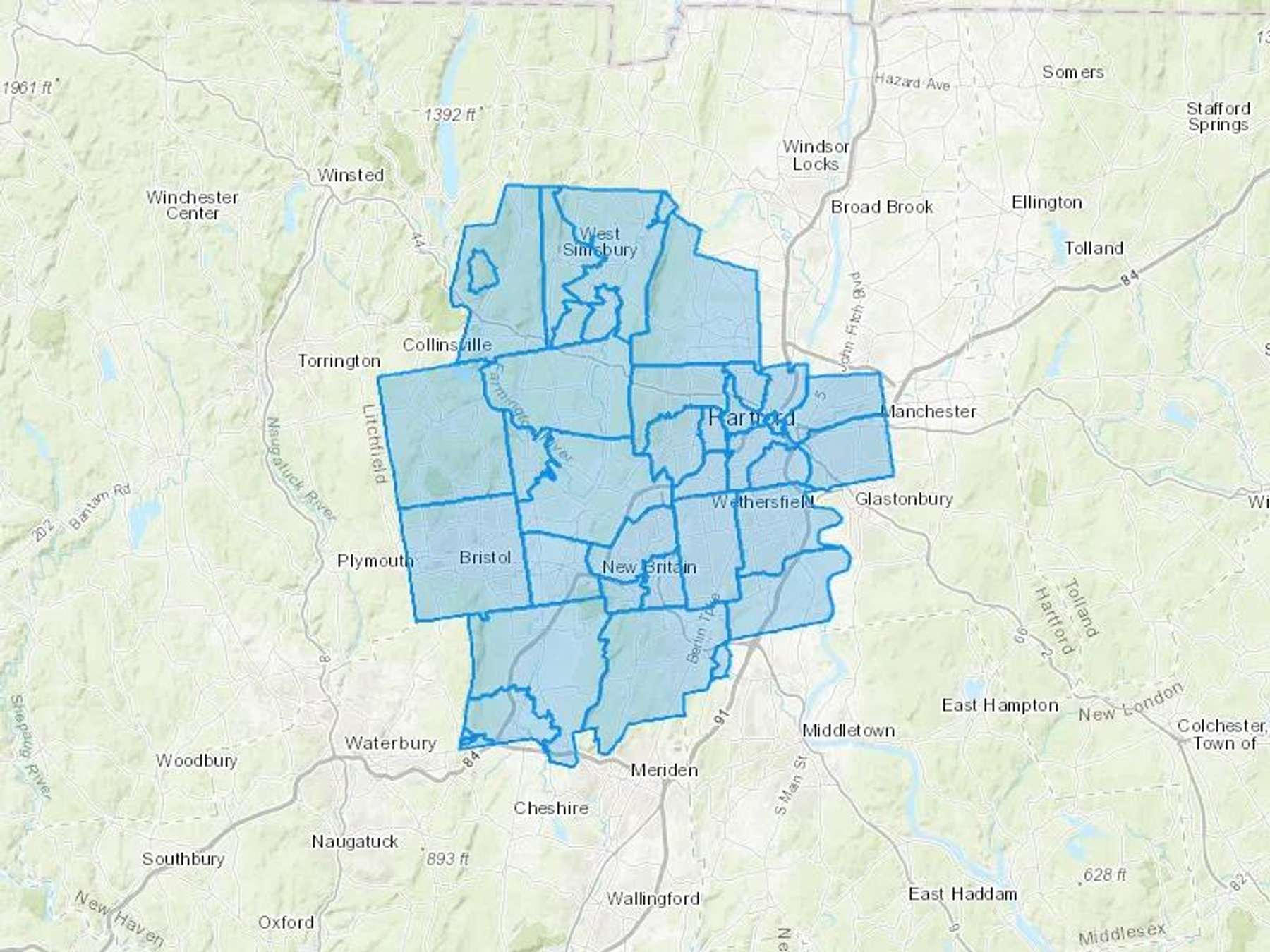 Cousins Oil Co Inc Cash Heating Oil Delivery Map Map With The Cousins Oil Co Inc Heating Oil Delivery Area Shaded In Blue
