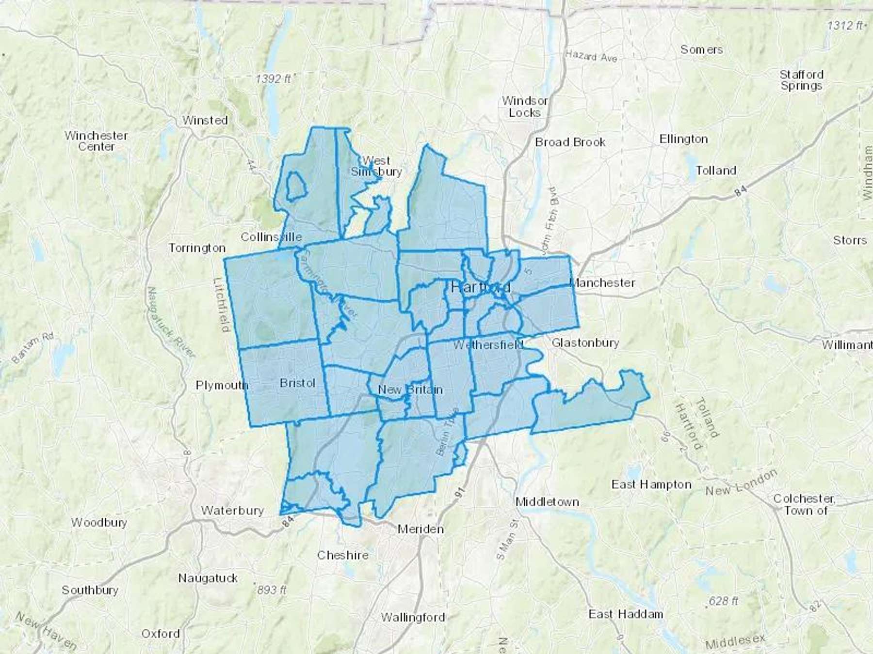 Tony's Oil Co Cash Heating Oil Delivery Map Map With The Tony's Oil Co Heating Oil Delivery Area Shaded In Blue