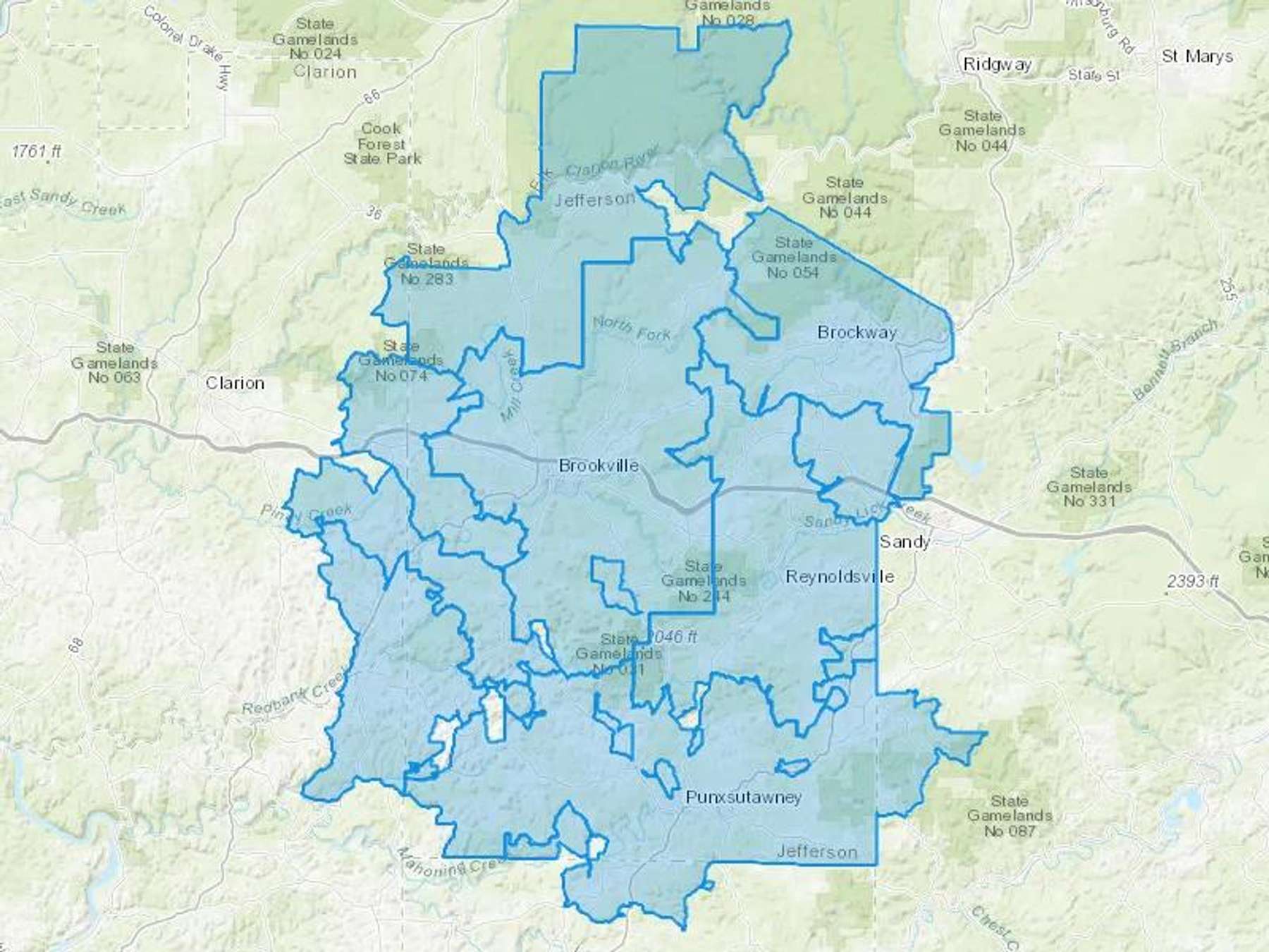 Campbell & Burns Inc Cash Heating Oil Delivery Map Map With The Campbell & Burns Inc Heating Oil Delivery Area Shaded In Blue