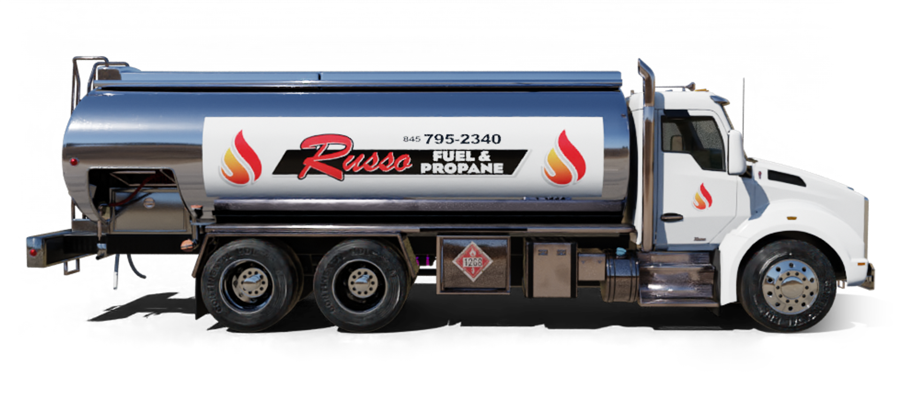 Jarzombek Energy Heating Oil Truck Jarzombek Energy residential home heating oil truck in front of a large 5 bedroom stucco home in Calverton, Long Island, New York delivering fuel oil.