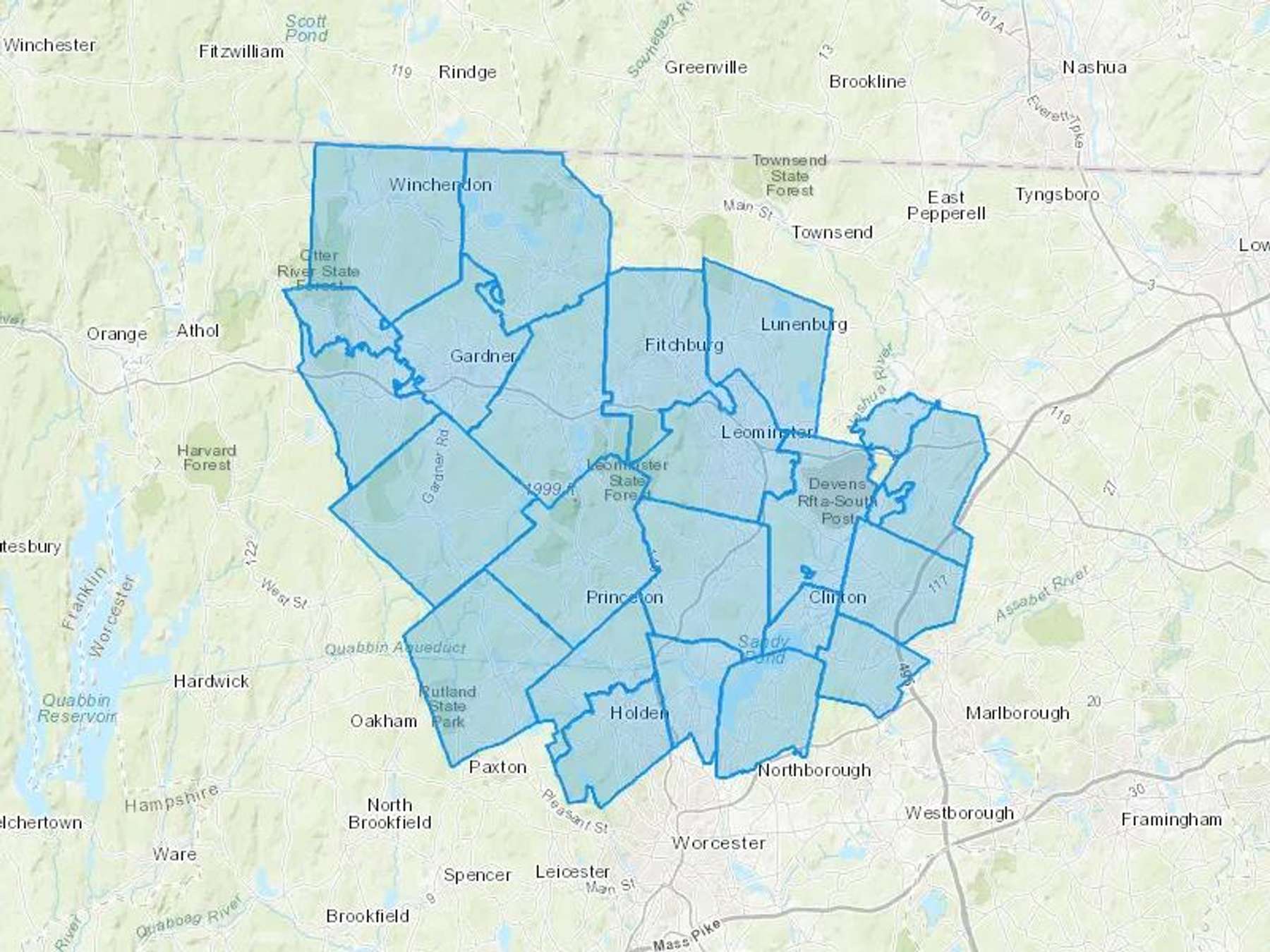 Rollstone Fuel Co Cash Heating Oil Delivery Map Map With The Rollstone Fuel Co Heating Oil Delivery Area Shaded In Blue