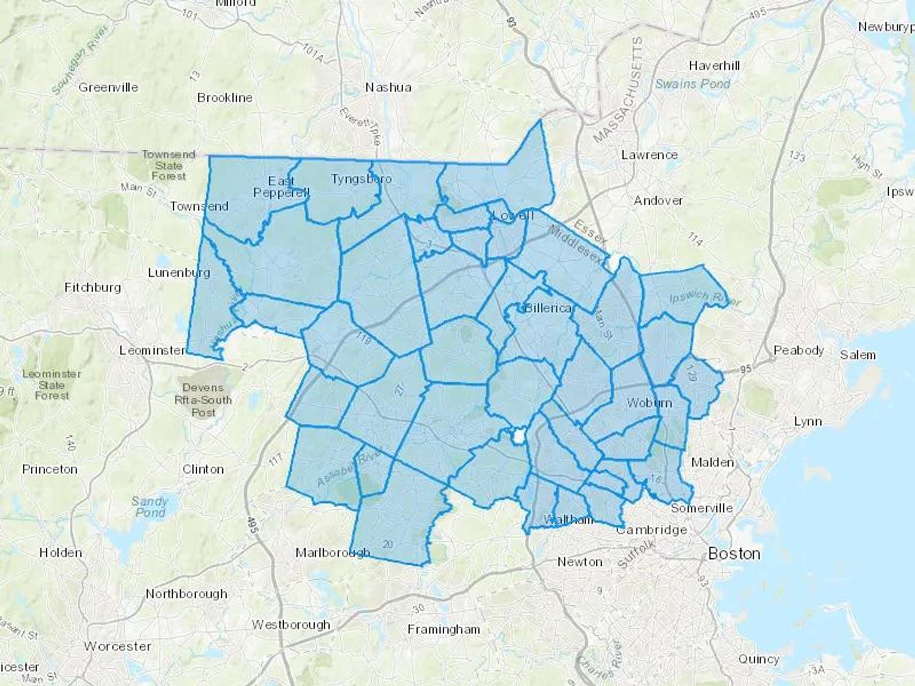 Mahoney Oil Co Cash Heating Oil Delivery Map Map With The Mahoney Oil Co Heating Oil Delivery Area Shaded In Blue