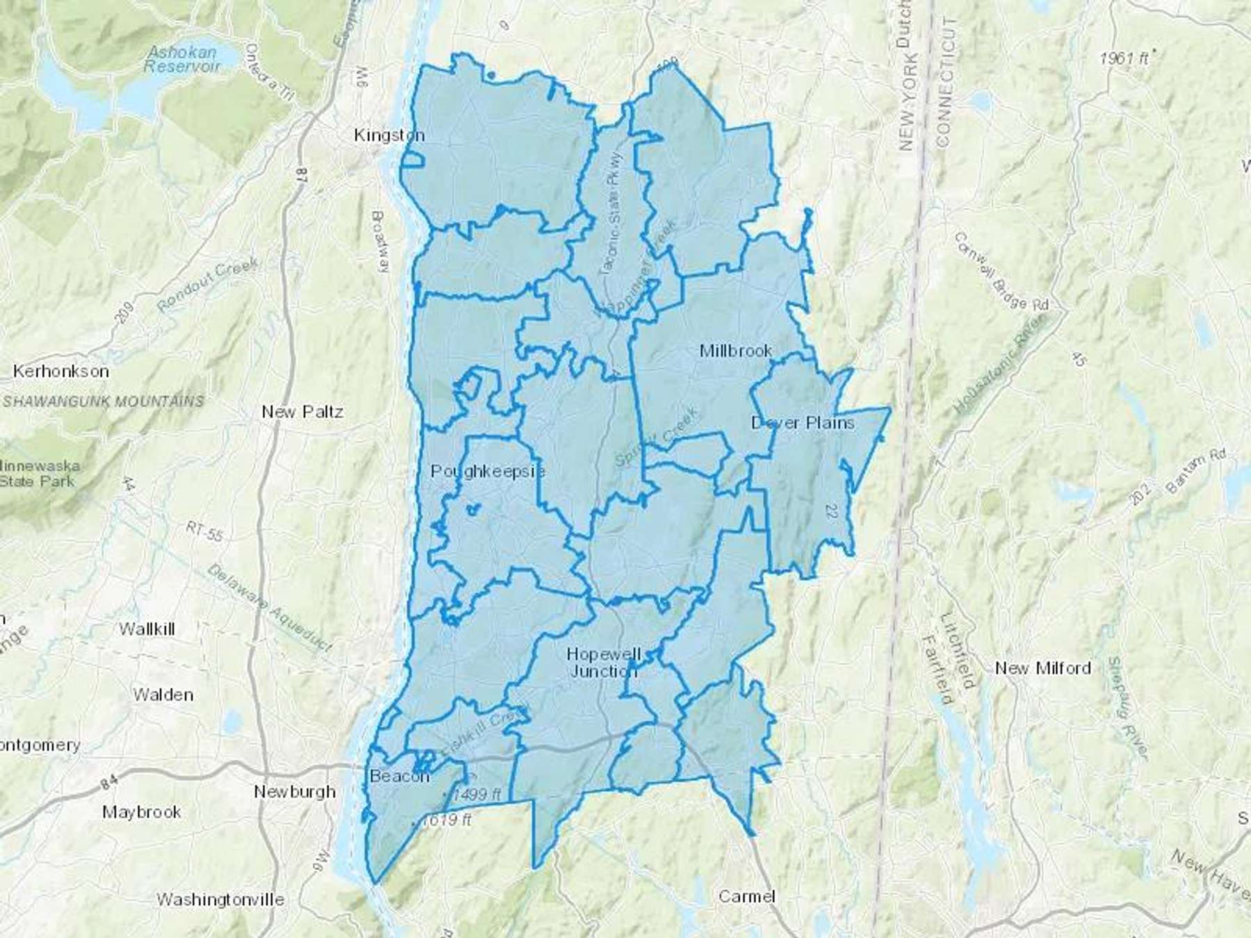 Express Fuel Inc Cash Heating Oil Delivery Map Map With The Express Fuel Inc Heating Oil Delivery Area Shaded In Blue