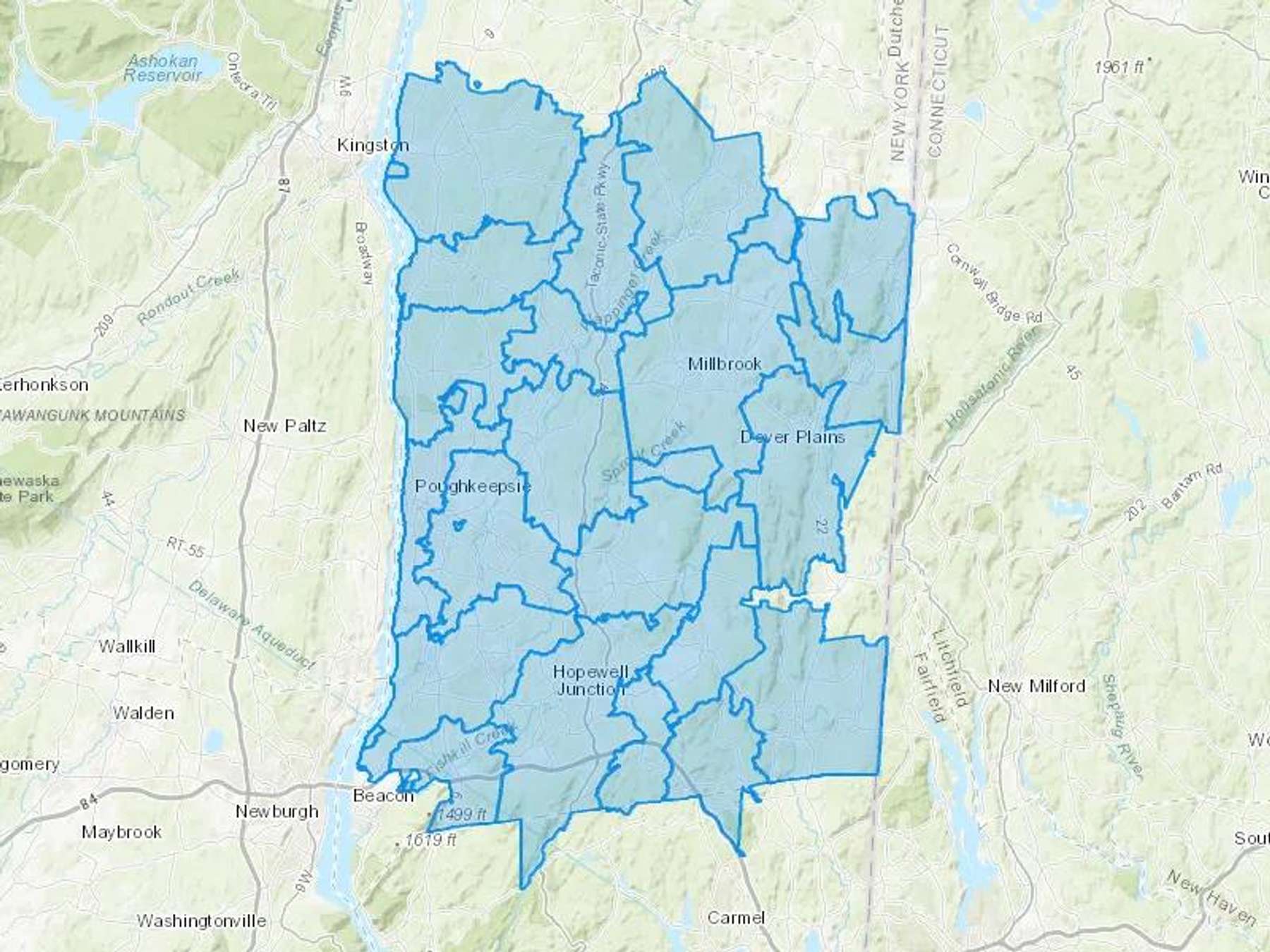 Jeff Daley & Sons Oil Service Inc Cash Heating Oil Delivery Map Map With The Jeff Daley & Sons Oil Service Inc Heating Oil Delivery Area Shaded In Blue