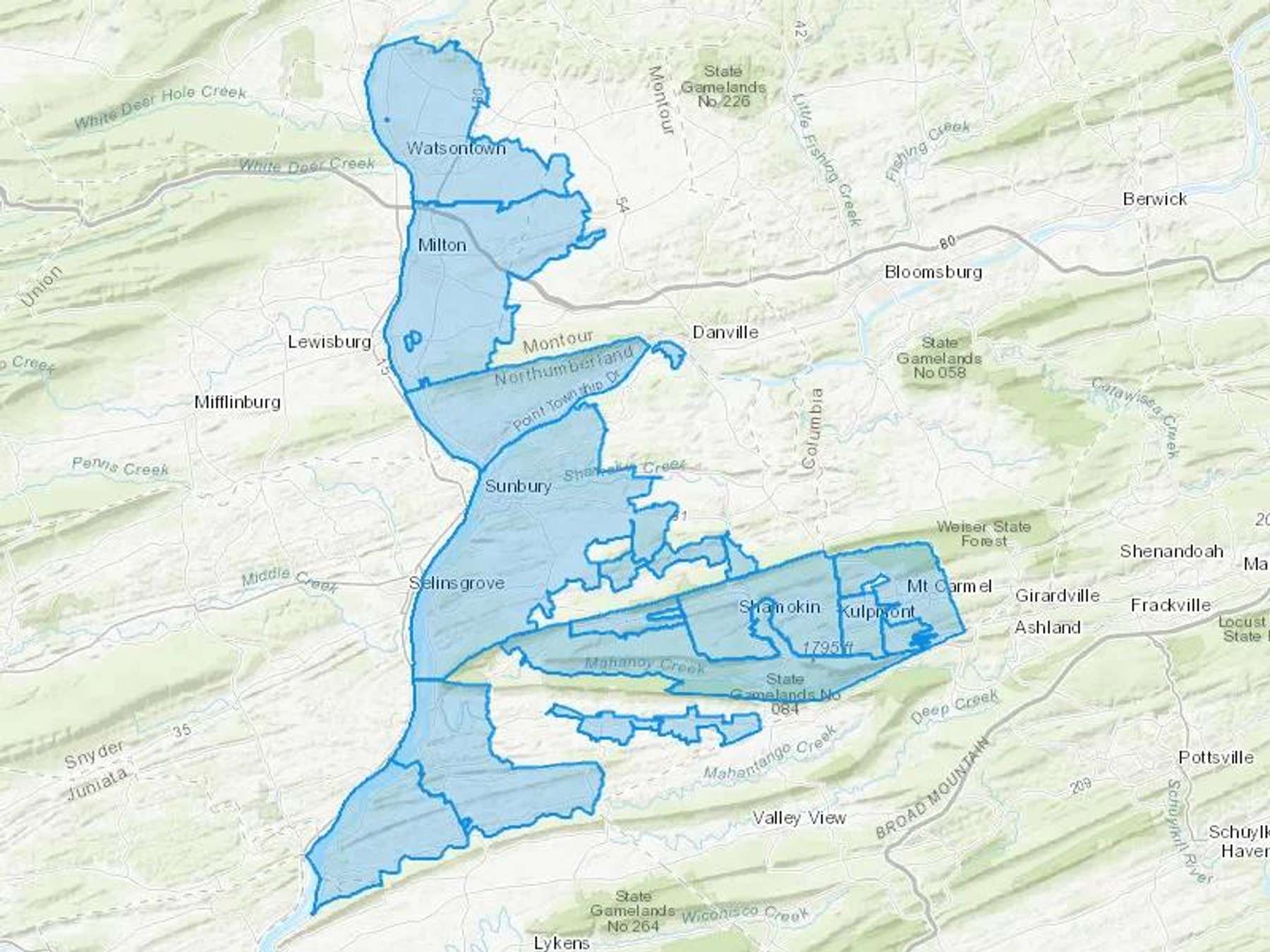 Kratzer Oil Co Inc Cash Heating Oil Delivery Map Map With The Kratzer Oil Co Inc Heating Oil Delivery Area Shaded In Blue