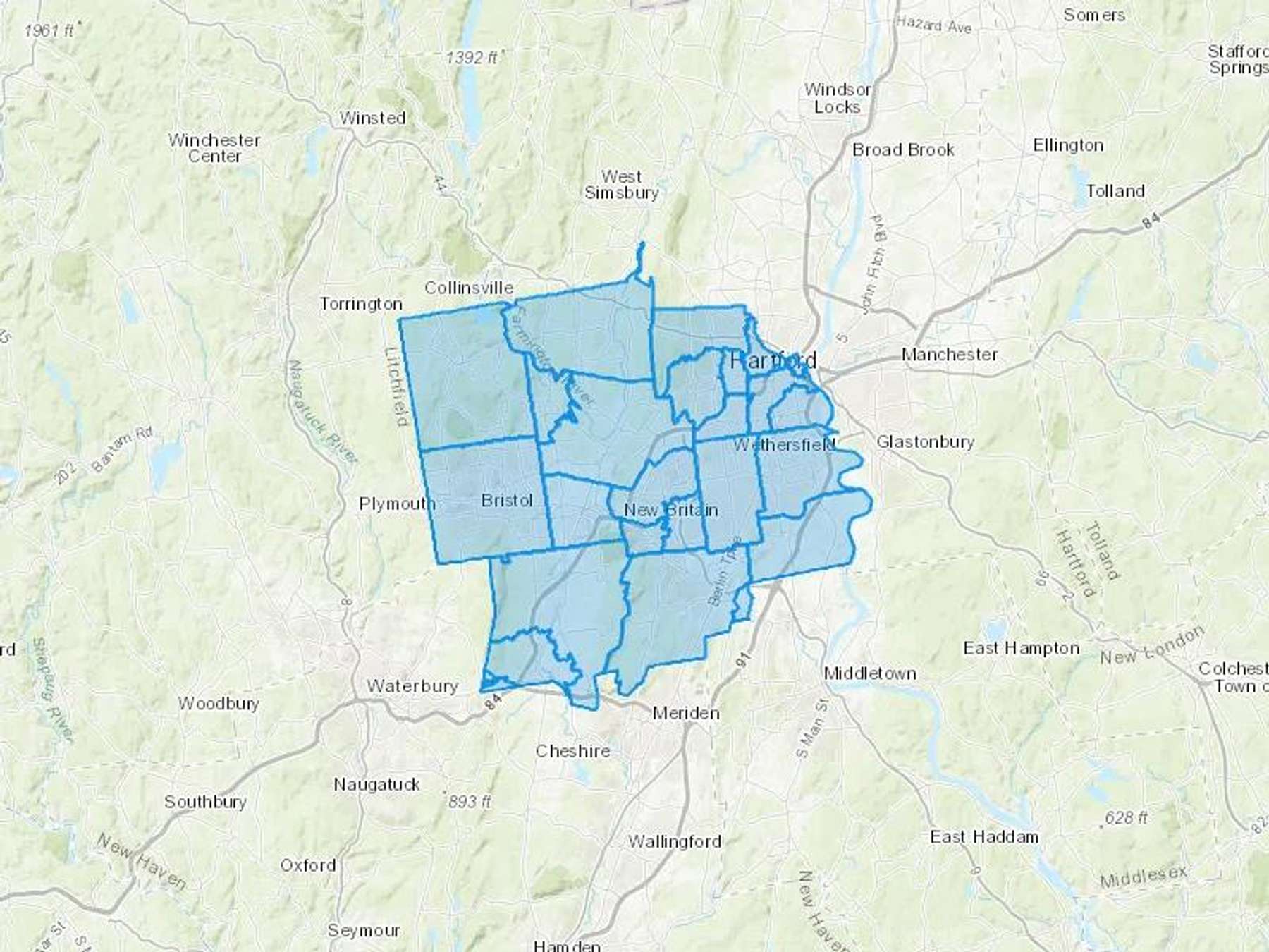 Janazzo Oil LLC Cash Heating Oil Delivery Map Map With The Janazzo Oil LLC Heating Oil Delivery Area Shaded In Blue