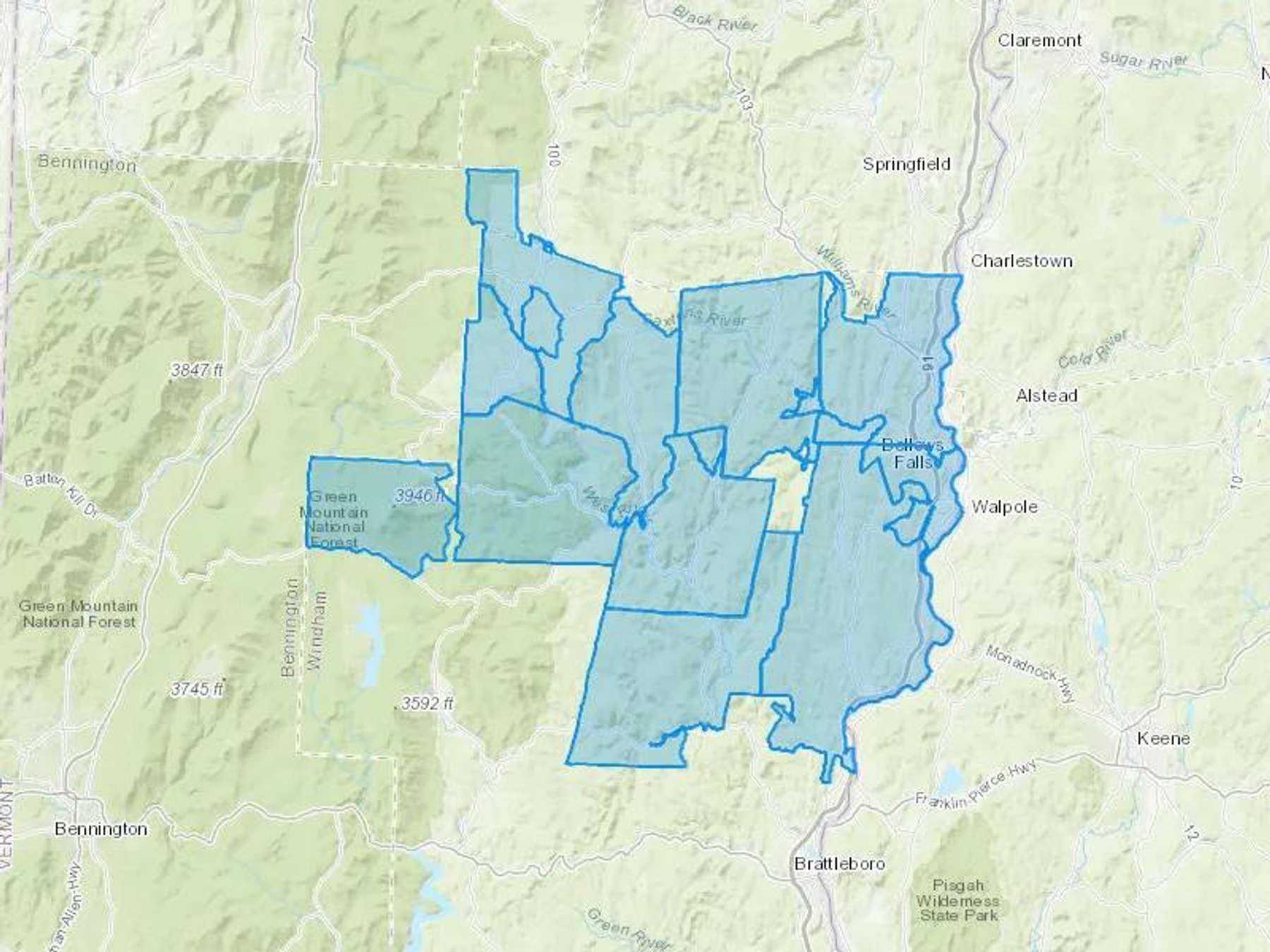 BART Energy Llc Cash Heating Oil Delivery Map Map With The BART Energy Llc Heating Oil Delivery Area Shaded In Blue