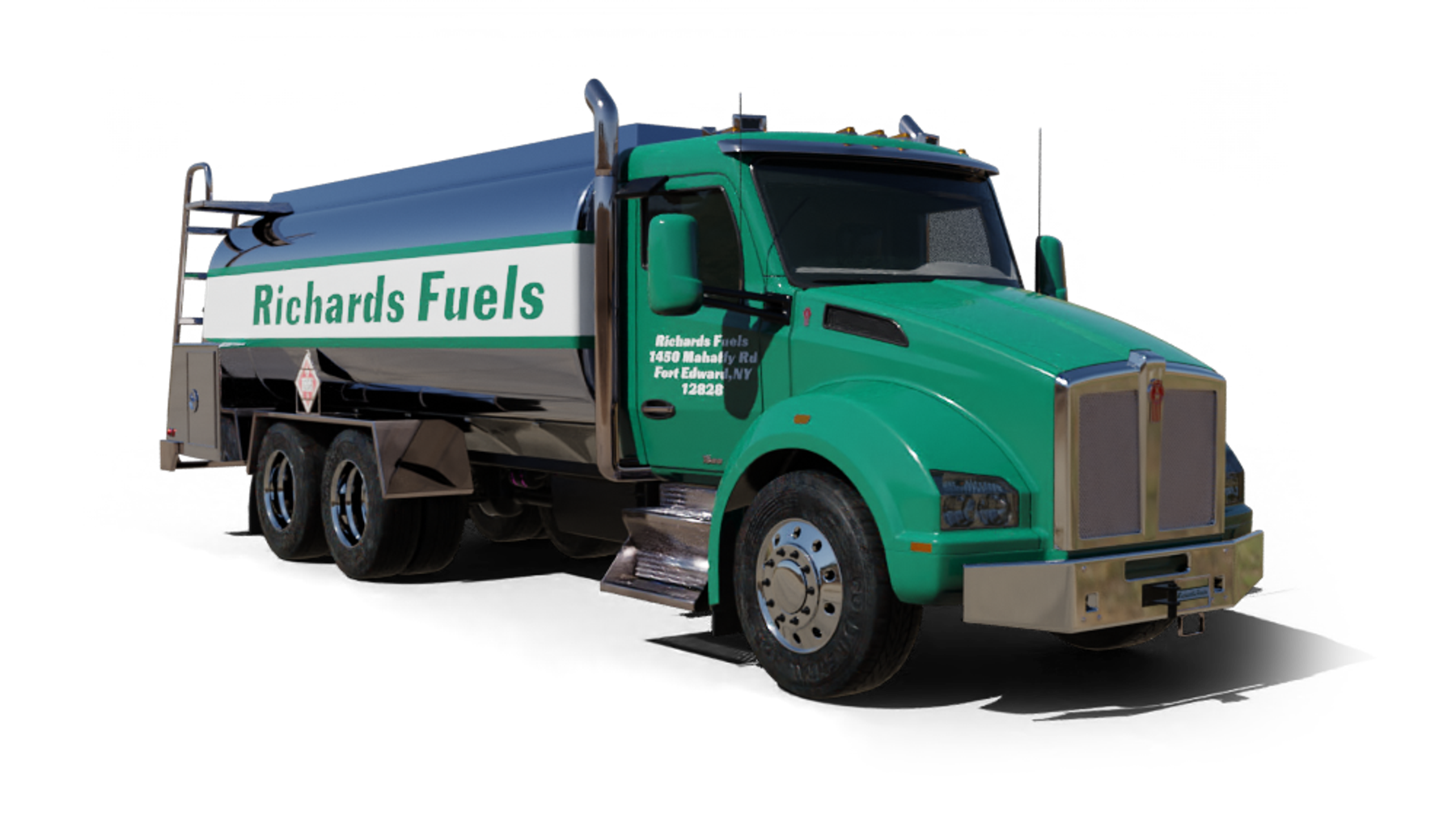 Romeo's Fuel Heating Oil Truck  Romeo's Fuel residential home heating oil truck at sunset in Holbrook, Long Island, New York delivering fuel oil.