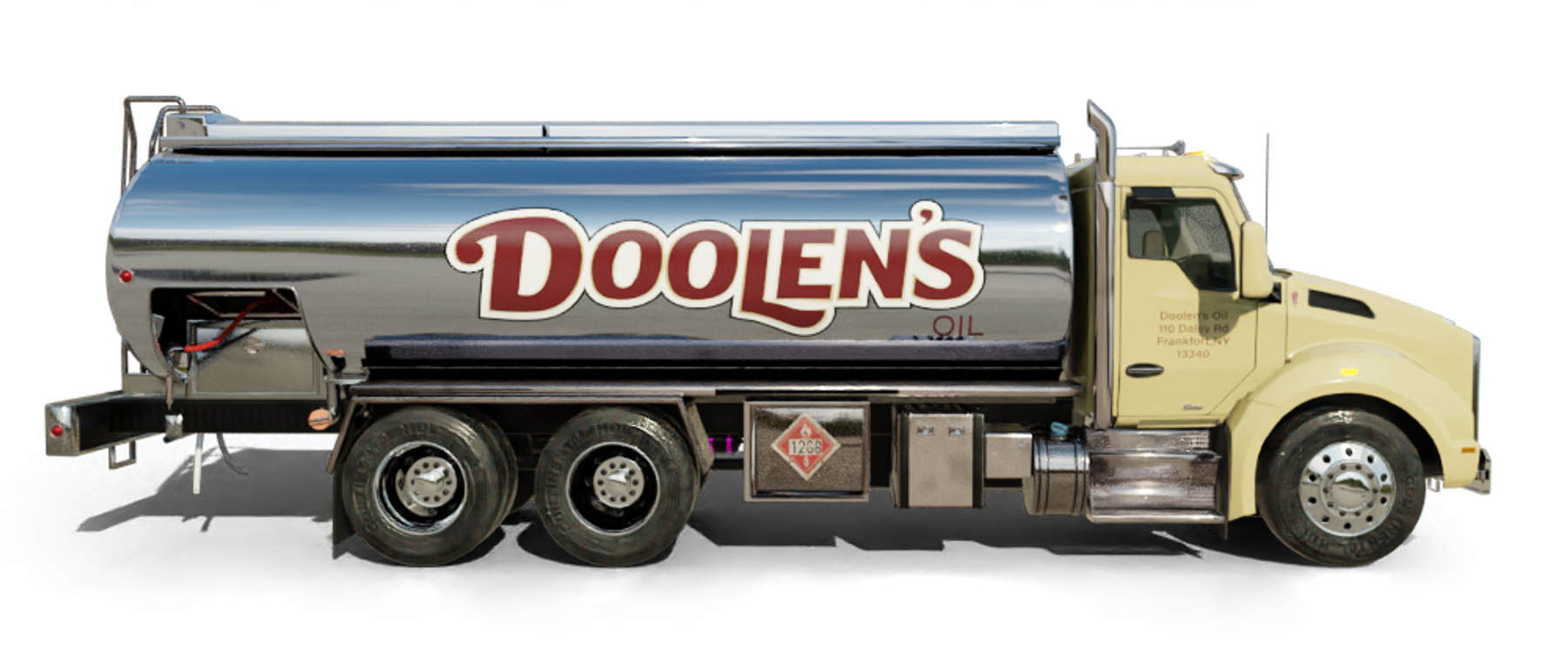 Econo Fuel Heating Oil Truck Econo Fuel residential home heating oil truck in front of the local public library building in Wantagh, Long Island, New York delivering fuel oil.