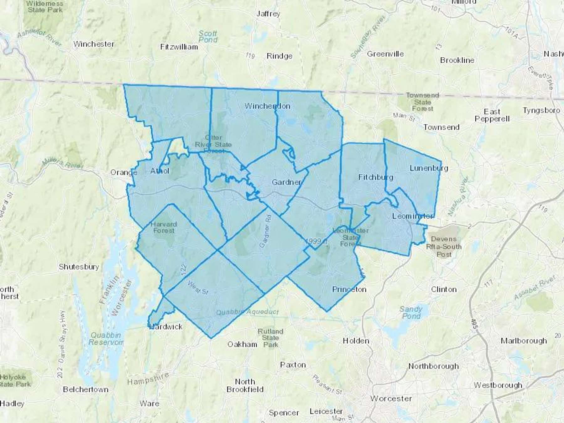 Oppure Oil LLC Cash Heating Oil Delivery Map Map With The Oppure Oil LLC Heating Oil Delivery Area Shaded In Blue