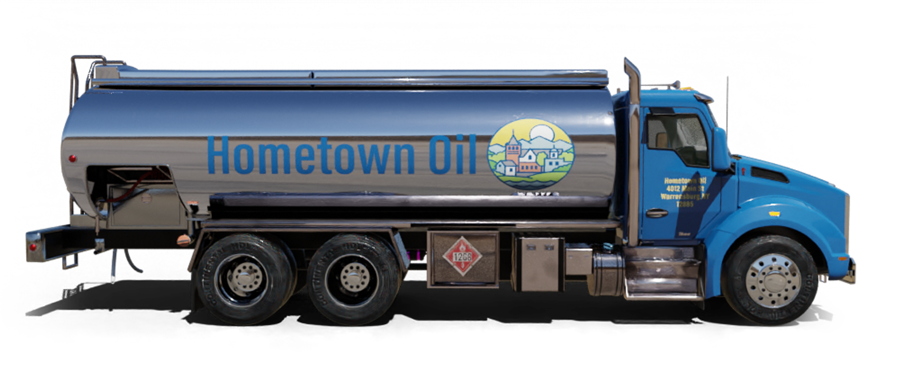 Industrial Fuel Heating Oil Truck Industrial Fuel residential home heating oil truck in a shopping mall parking lot in Coram, Long Island, New York delivering fuel oil.