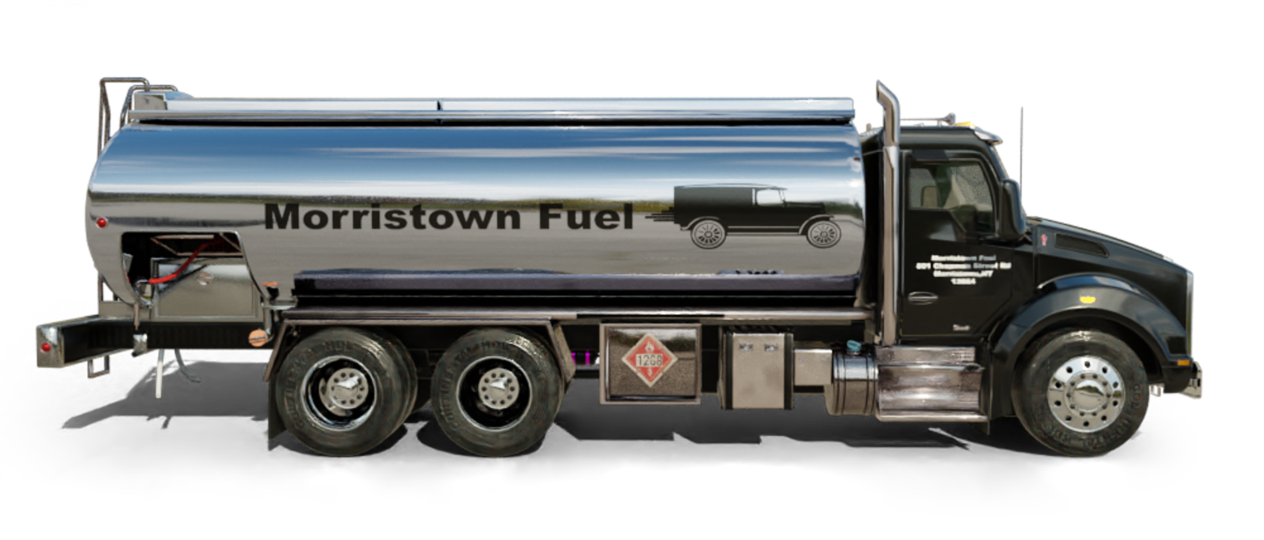 Multiple Fuel Heating Oil Truck Multiple Fuel residential home heating oil truck with a white house in Brentwood, Long Island, New York delivering fuel oil.